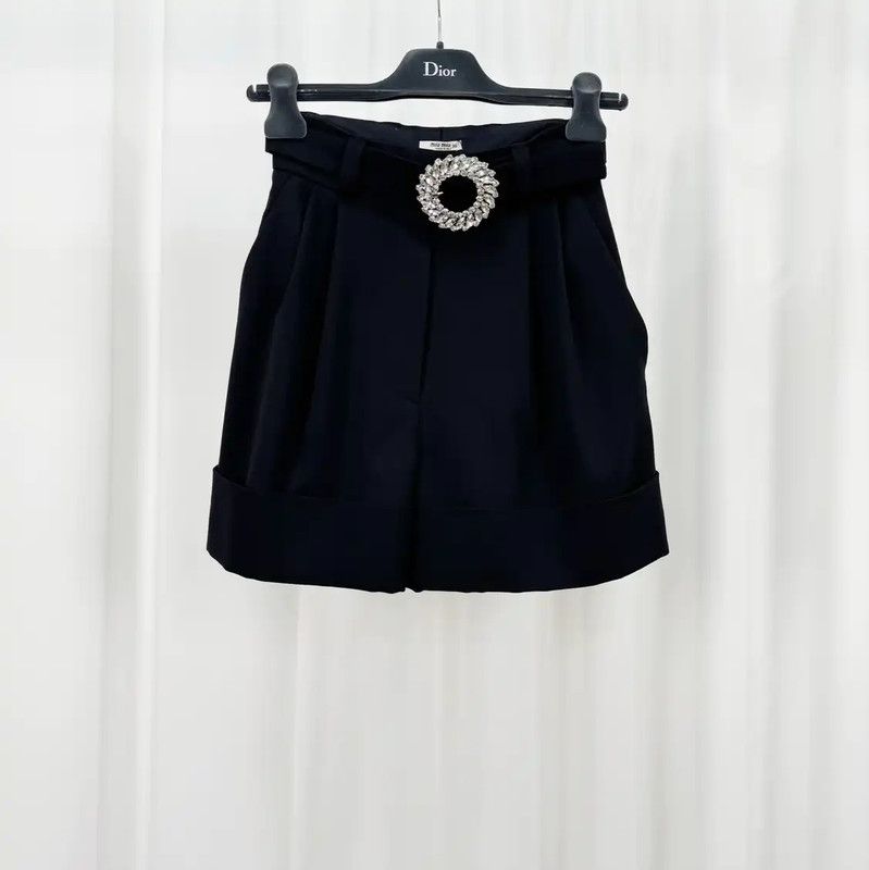 Miu Miu Miu Miu Black Wool Logo Summer Shorts 0089 Size 23" - 1 Thumbnail