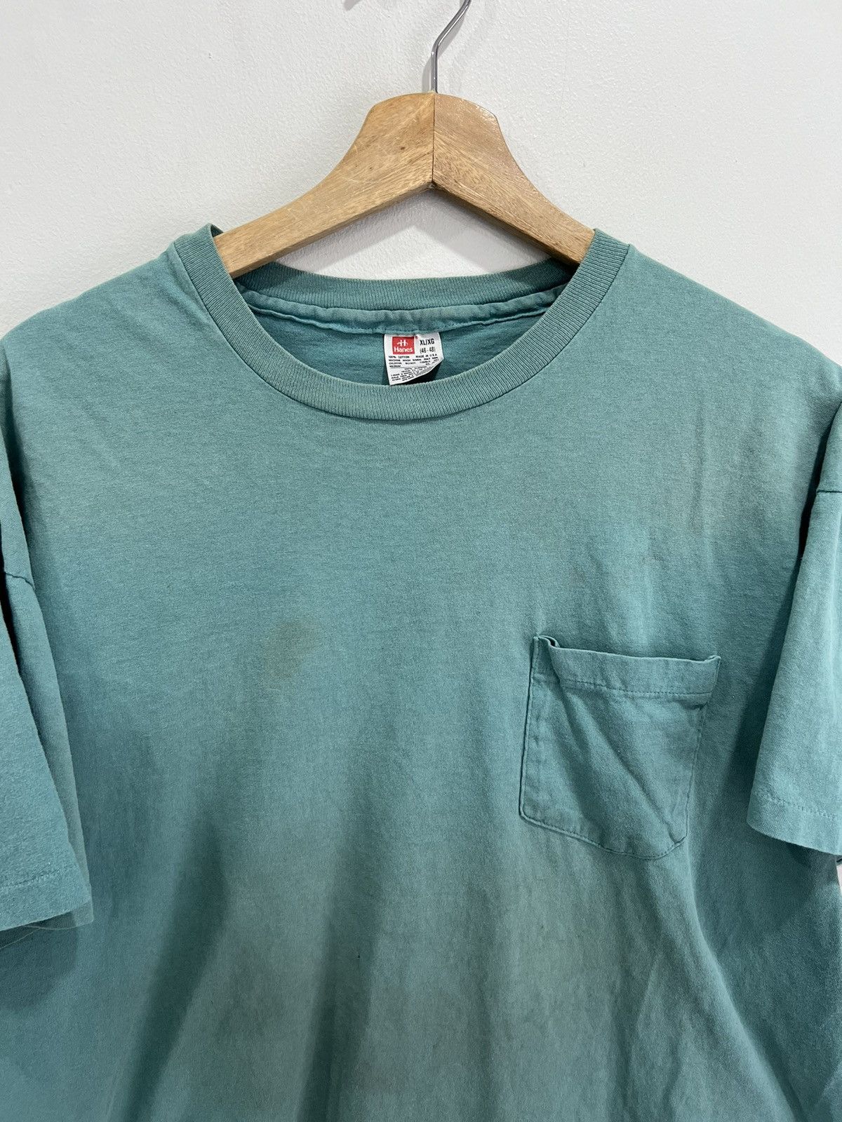 Japanese Brand Vintage 90s Blank Tee Shirt sun faded thrashed green grunge Size US XL / EU 56 / 4 - 3 Thumbnail
