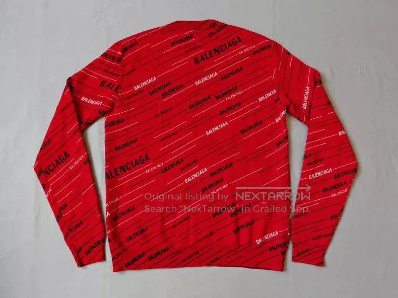 Balenciaga Balenciaga Logo Print Red Wool Sweater. Size US S / EU 44-46 / 1 - 7 Thumbnail