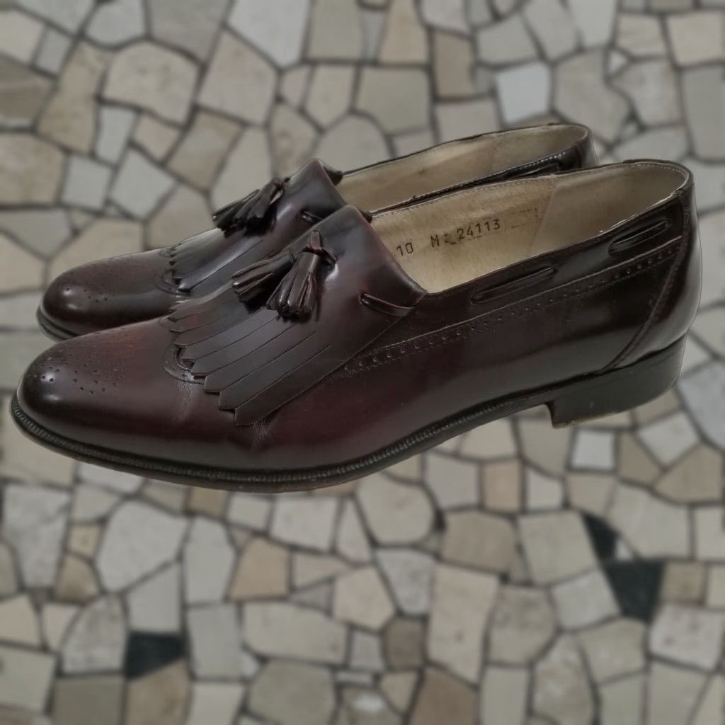 Brass Boot Leather Tassel Kiltie Slip On Loafer Men Dress/Business/Casual Black 10