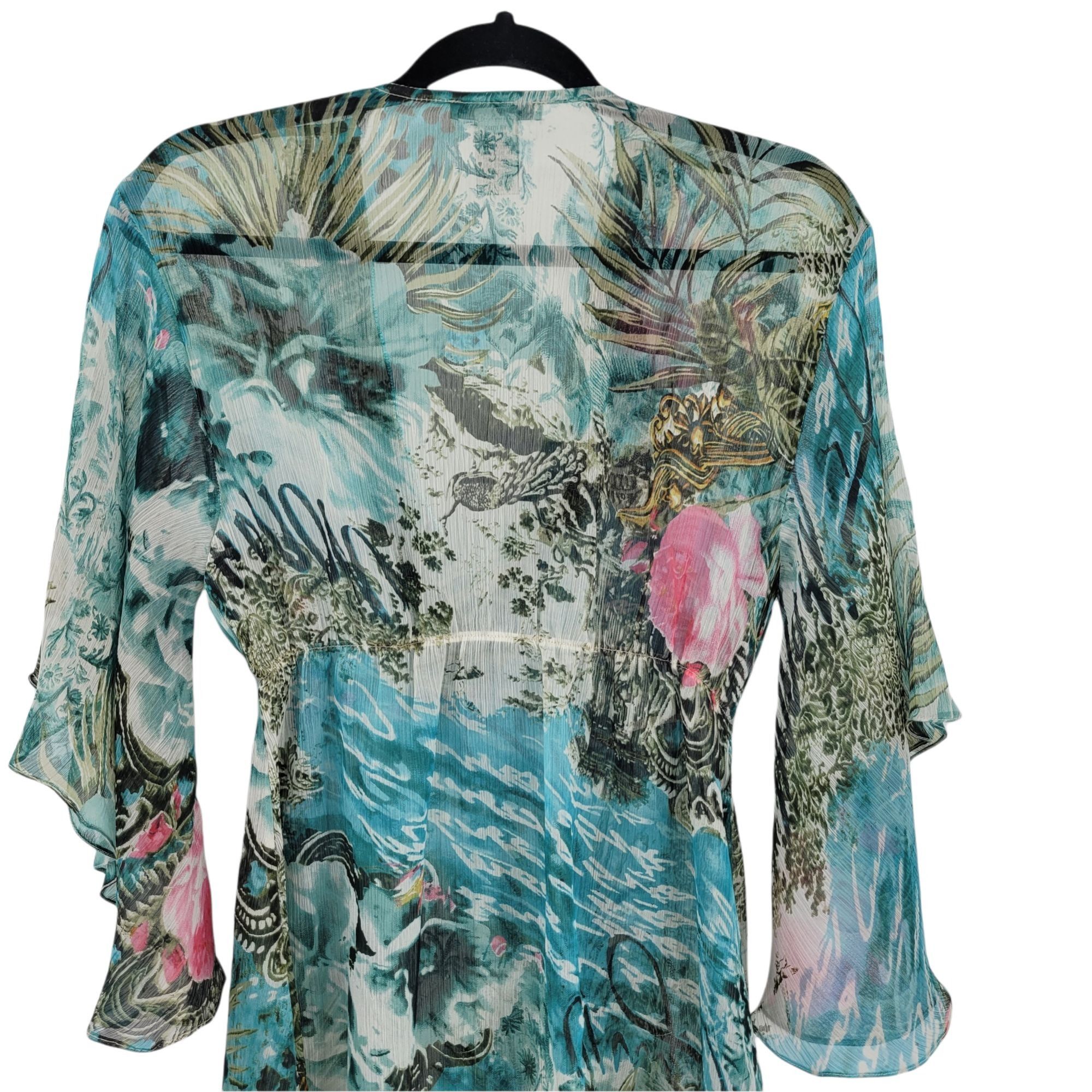 Vintage Vtg Alberto Makali Sheer Fairy Dress Sz S Blue Floral Beade Size S / US 4 / IT 40 - 12 Thumbnail