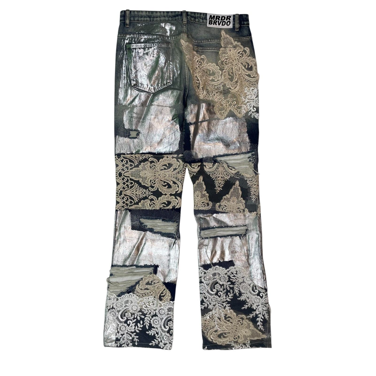 Who Decides War WDW Foil Floral Jeans Size US 34 / EU 50 - 2 Thumbnail