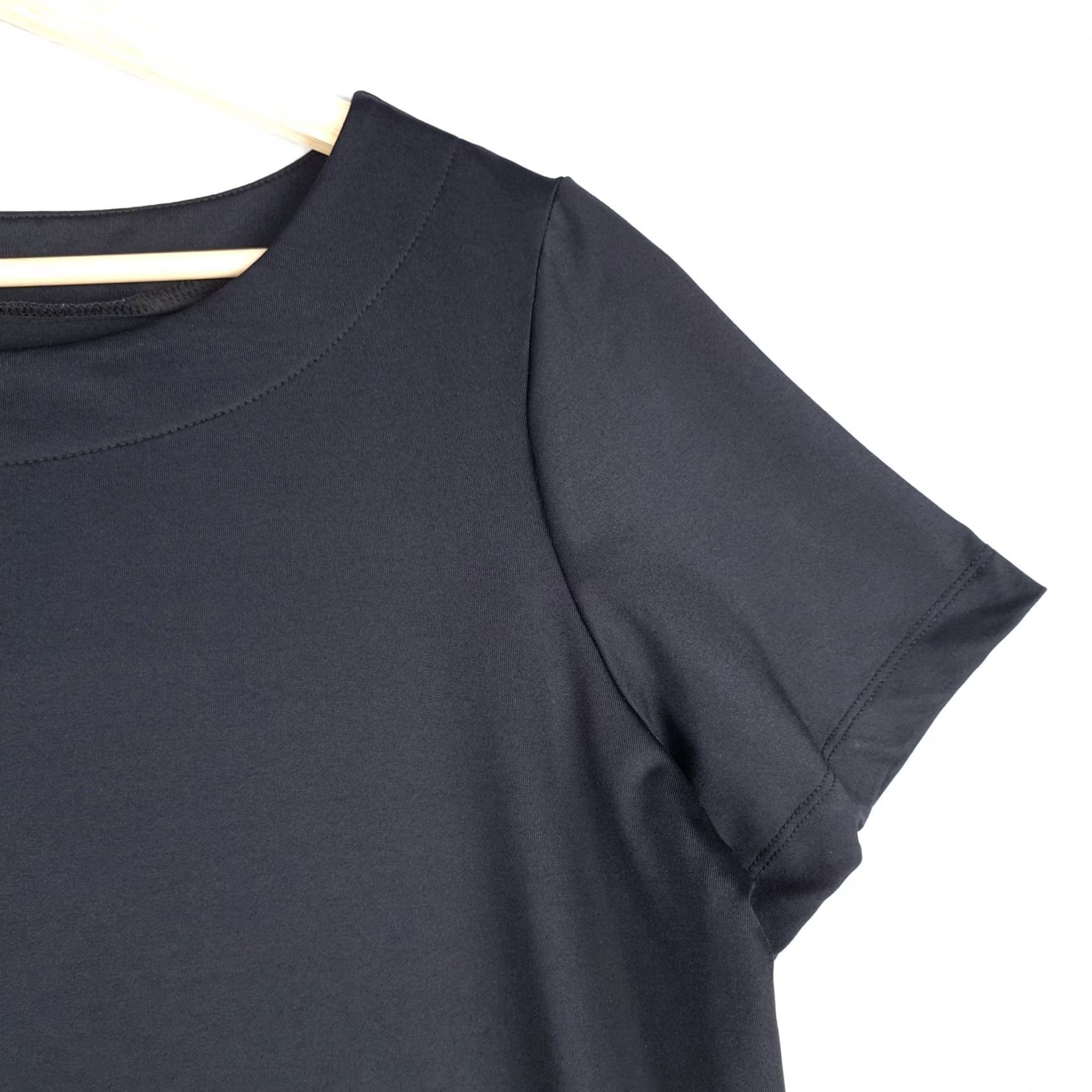 Vintage Dudley Stephens Maxi Dress Womens L Black Short Sleeves Nylon Minimalist Size 36" / US 14 / IT 50 - 5 Thumbnail