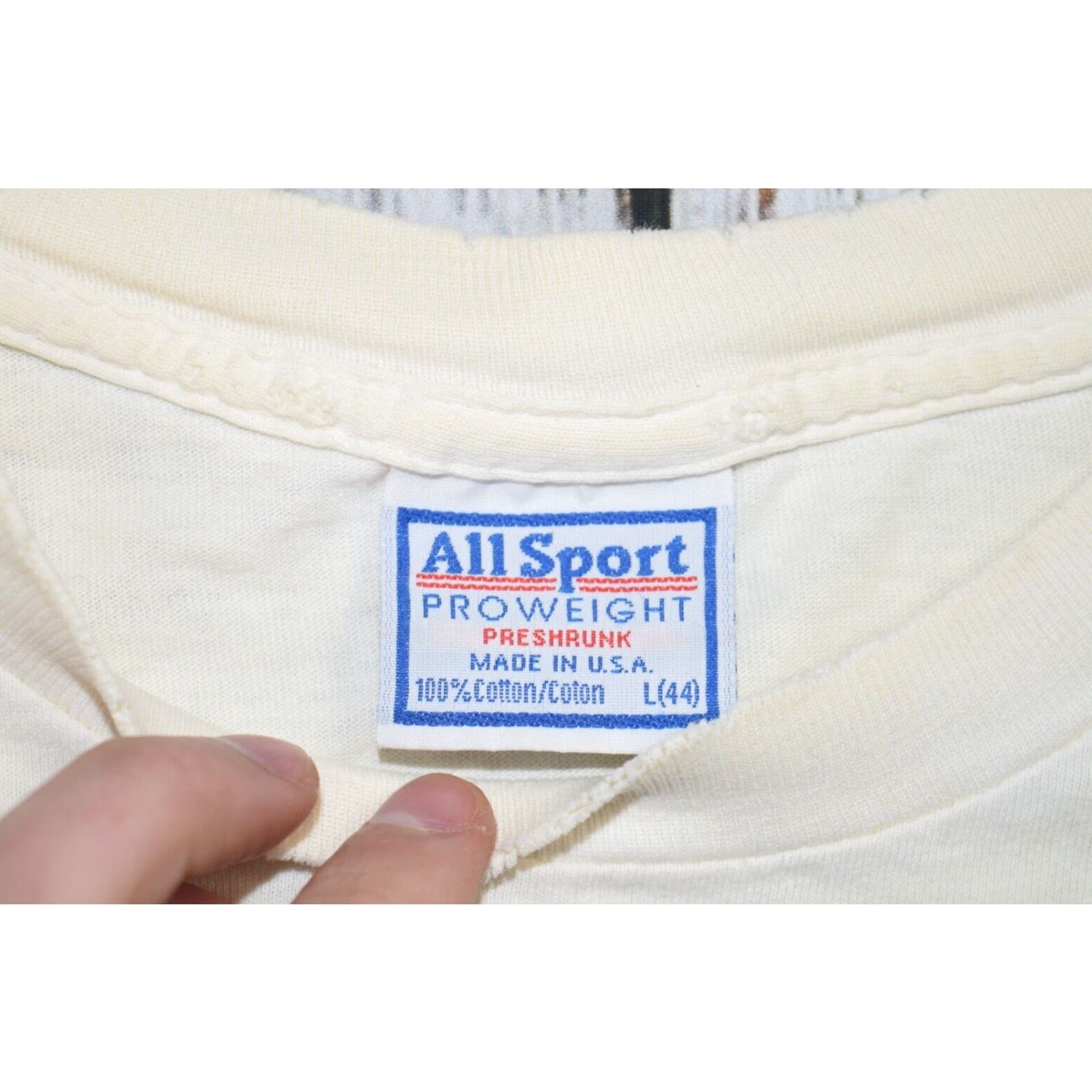 Dunlop VINTAGE ALLSPORT T-Shirt Shirt Men L White 90s Tennis Graphic Double-Sided Tropic Fish Abstract USA Tee L Mens Size US L / EU 52-54 / 3 - 6 Thumbnail