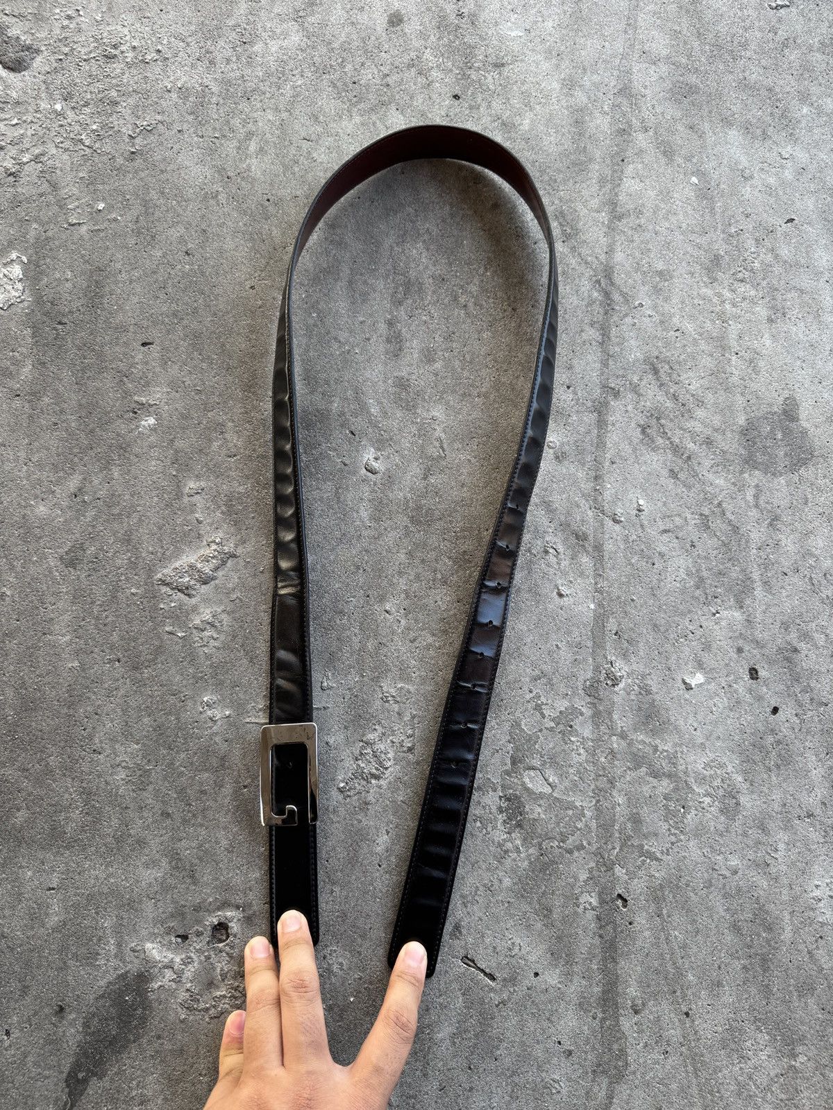 Gucci Gucci Square G Buckle Black Leather Belt Size ONE SIZE - 4 Thumbnail