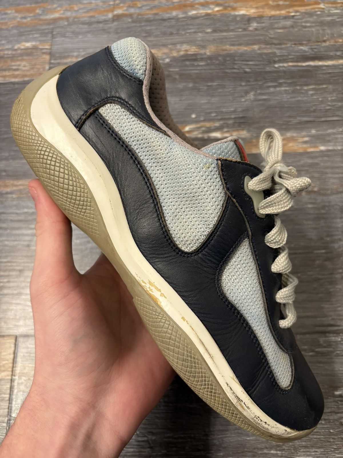 Prada Prada Americas Cup Navy Leather Size 8 Size US 8 / EU 41 - 1 Thumbnail