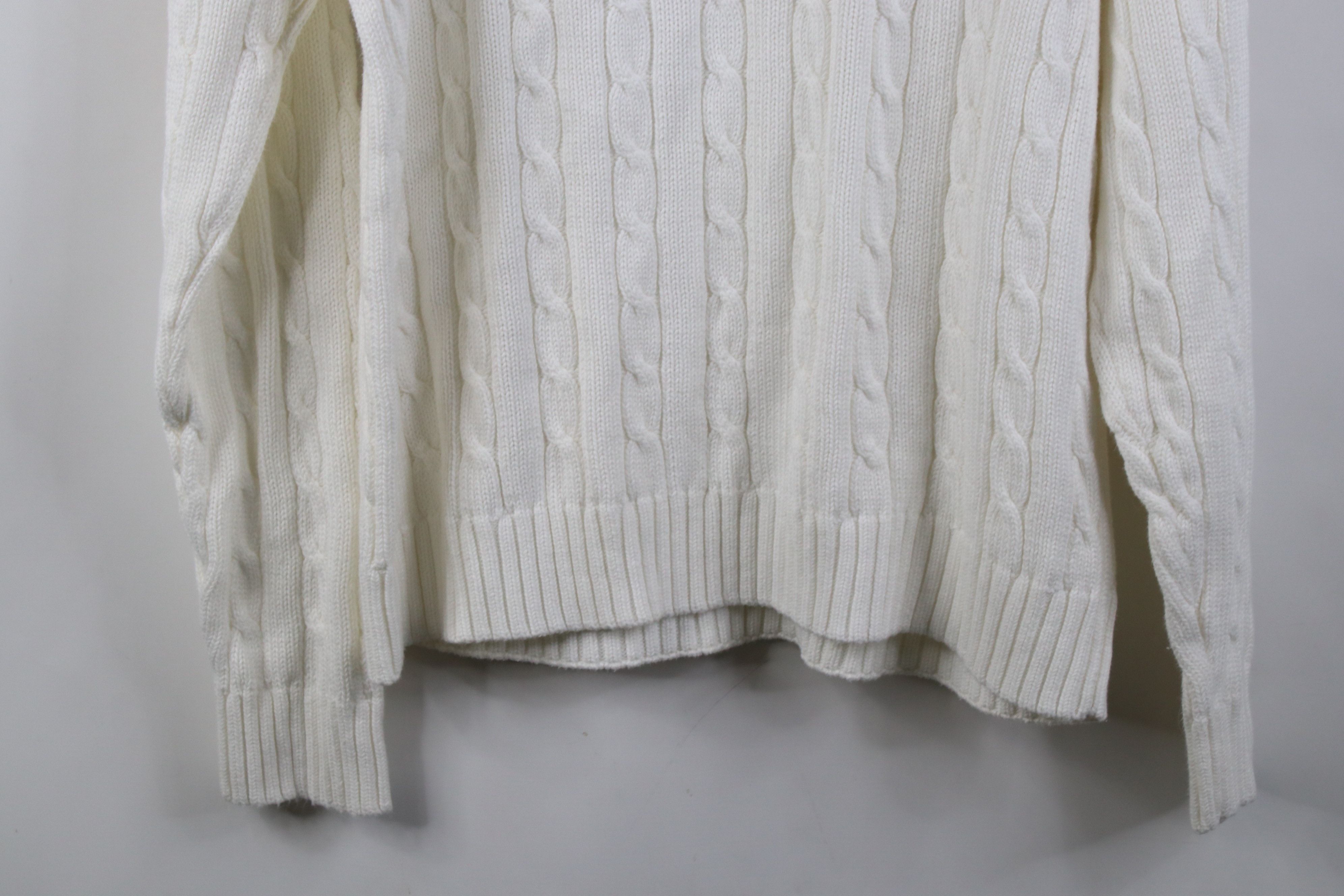 Vintage Vintage 90s Streetwear Cable Knit Crewneck Sweater White Size US M / EU 48-50 / 2 - 8 Thumbnail