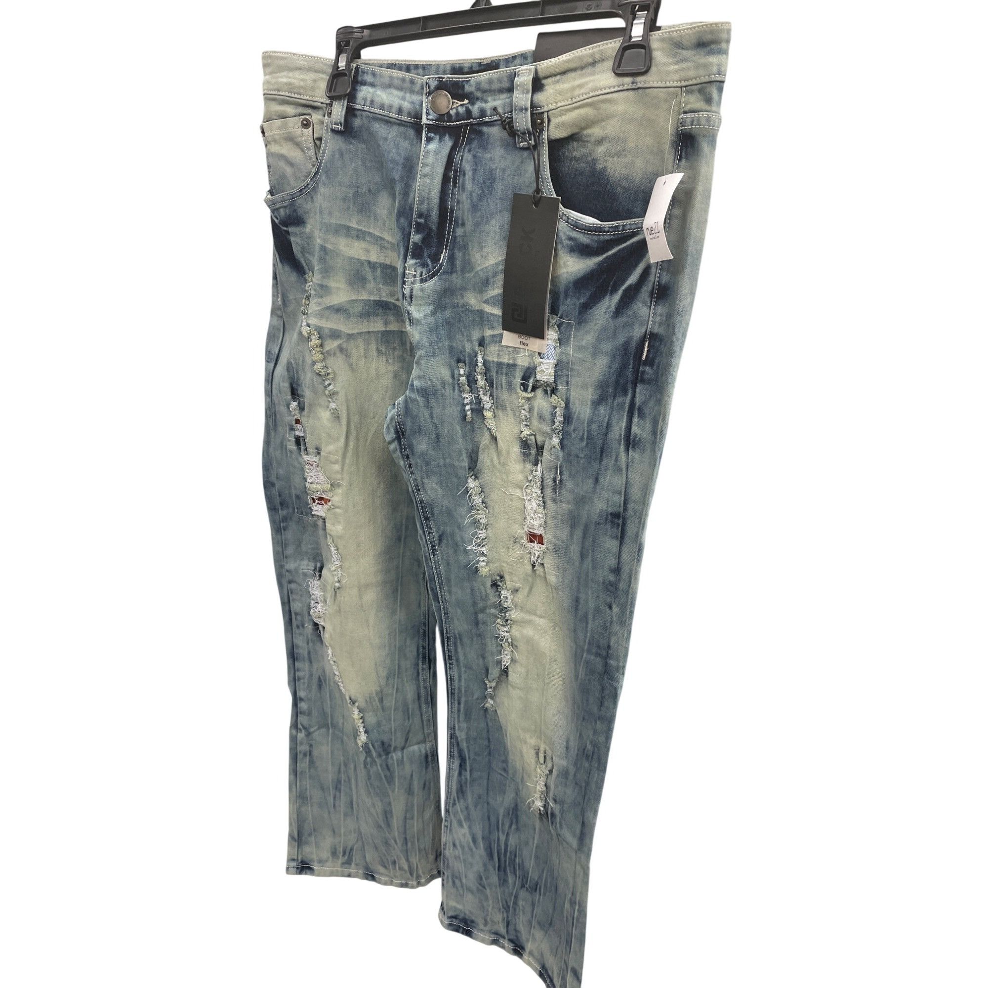 Other Black Premium Mens blue acid distressed Boot Cut Denim Jeans Size US 34 / EU 50 - 21 Thumbnail
