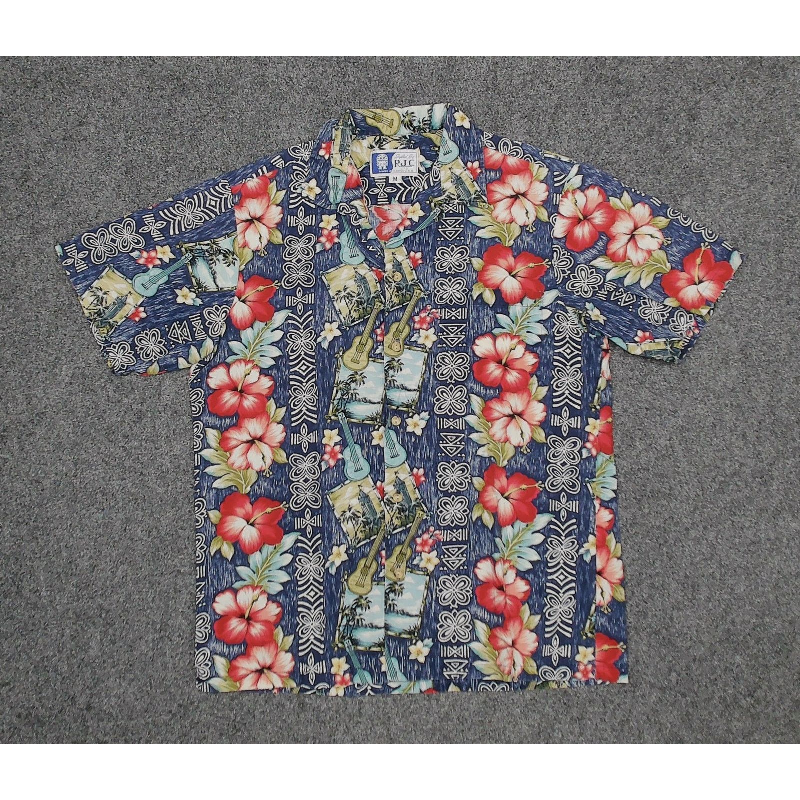 Vintage RJC Vintage 80s Single Stitch Ukulele Hawaiian Shirt Size US M / EU 48-50 / 2 - 4 Thumbnail