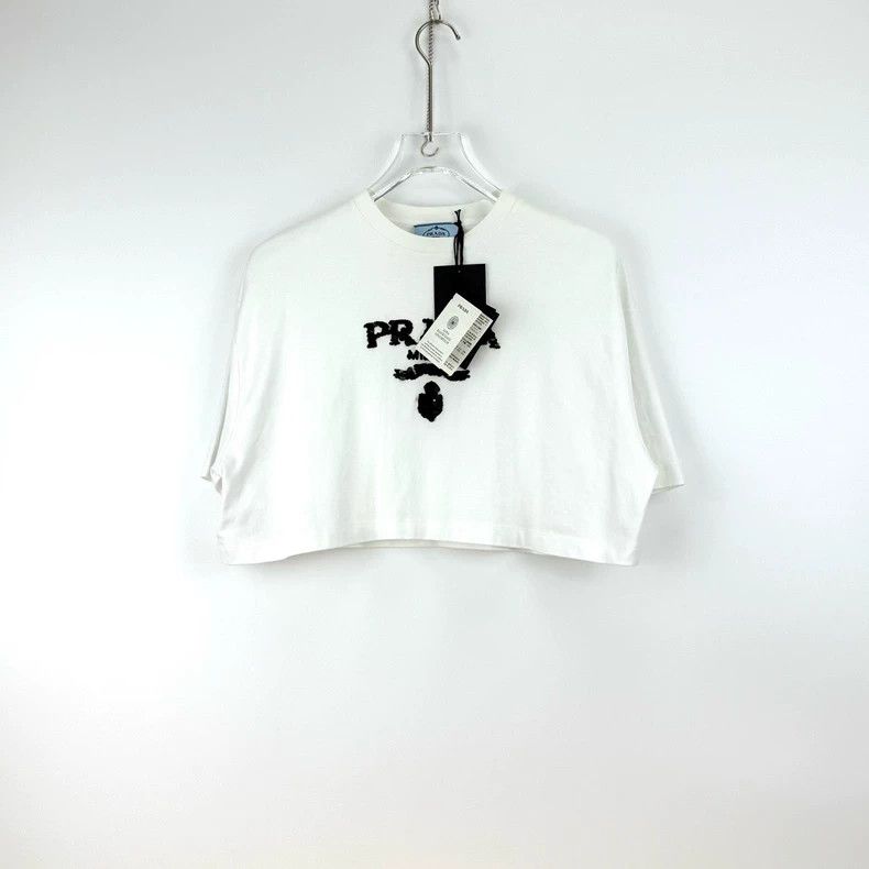 Prada Prada White heavy industry bead logo triangle label short-s Size US S / EU 44-46 / 1 - 3 Thumbnail