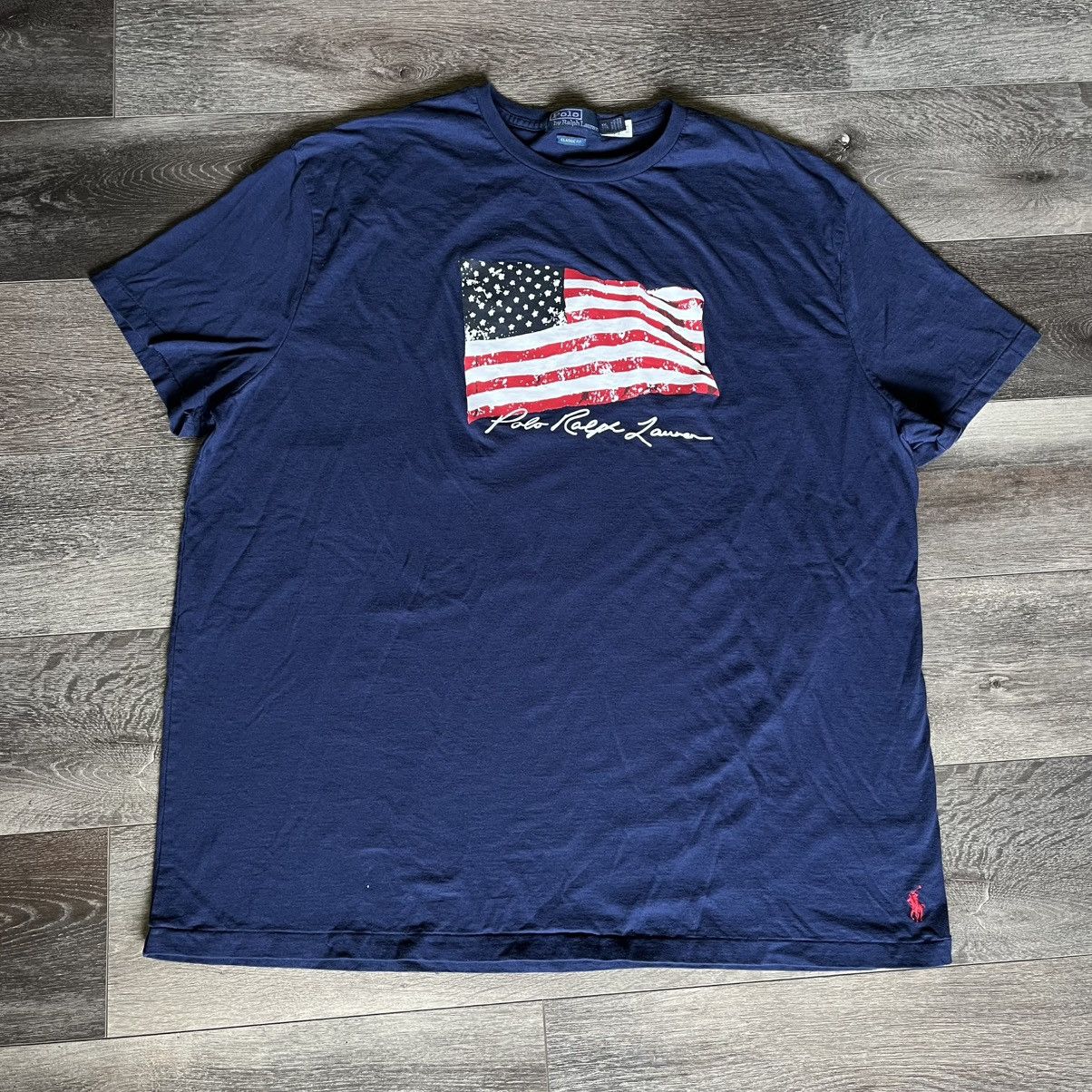 Polo Ralph Lauren × Ralph Lauren × Vintage Vintage Polo Ralph Lauren Classic Fit American Flag T Shirt Size US XXL / EU 58 / 5 - 1 Thumbnail