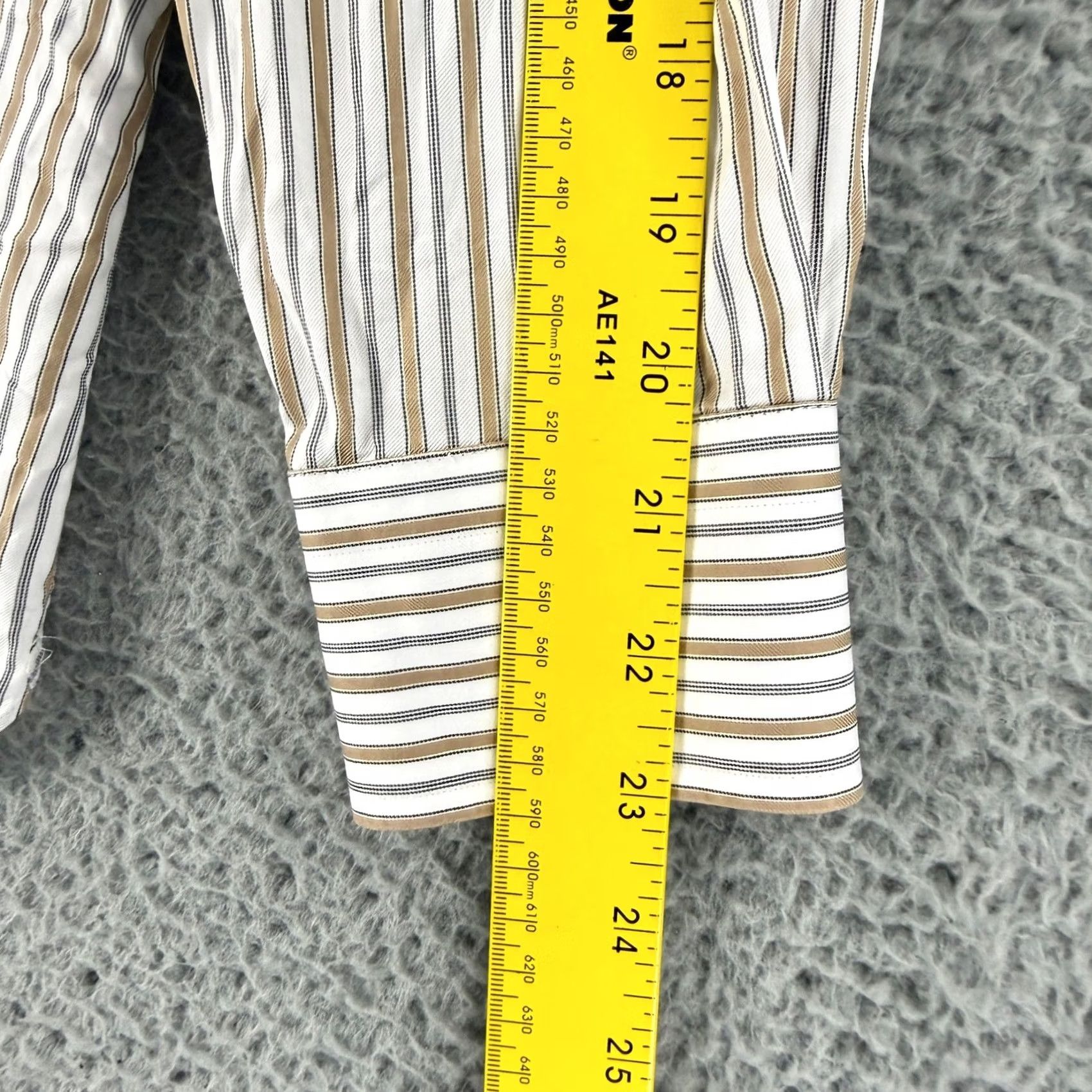 Brioni Brioni Button-Up Shirt Mens XL Tan White Striped Long Sleeve Italy Luxury Business Casual Formal Workwear Size US L / EU 52-54 / 3 - 7 Thumbnail