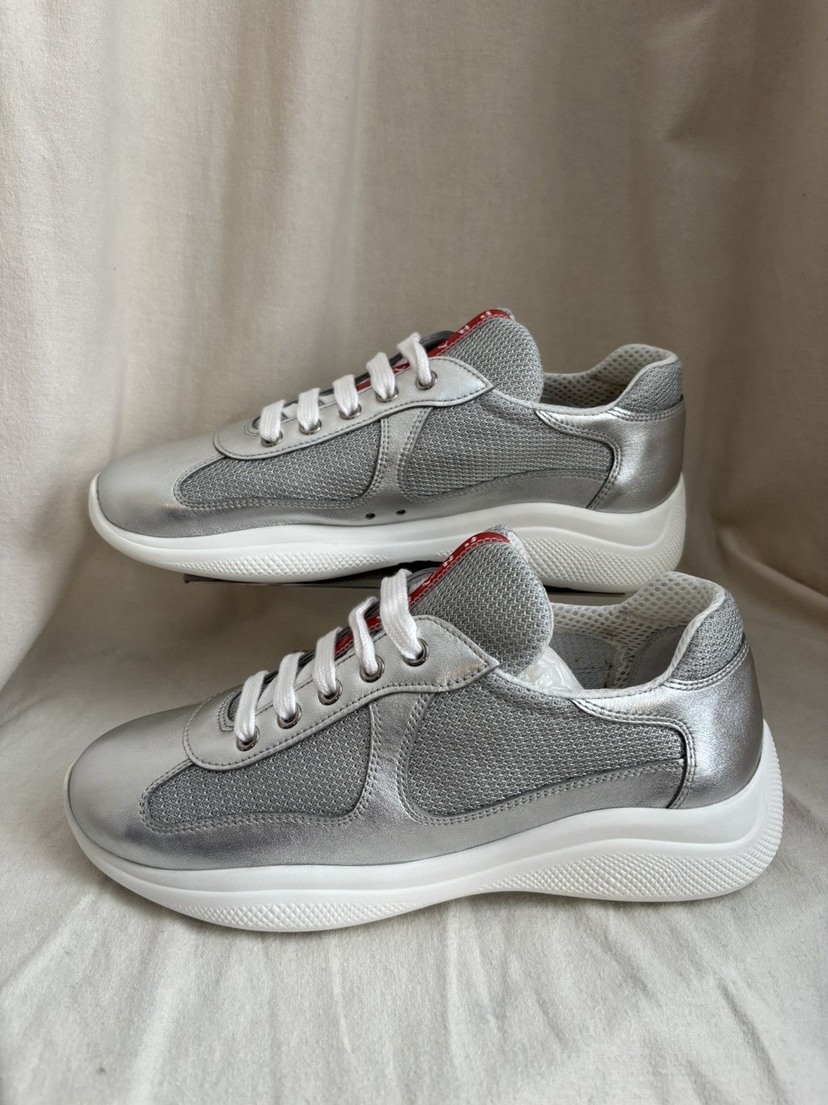 Prada Prada America’s Cup Soft Leather in Silver IT 39 / US 9 Size US 9 / IT 39 - 3 Thumbnail