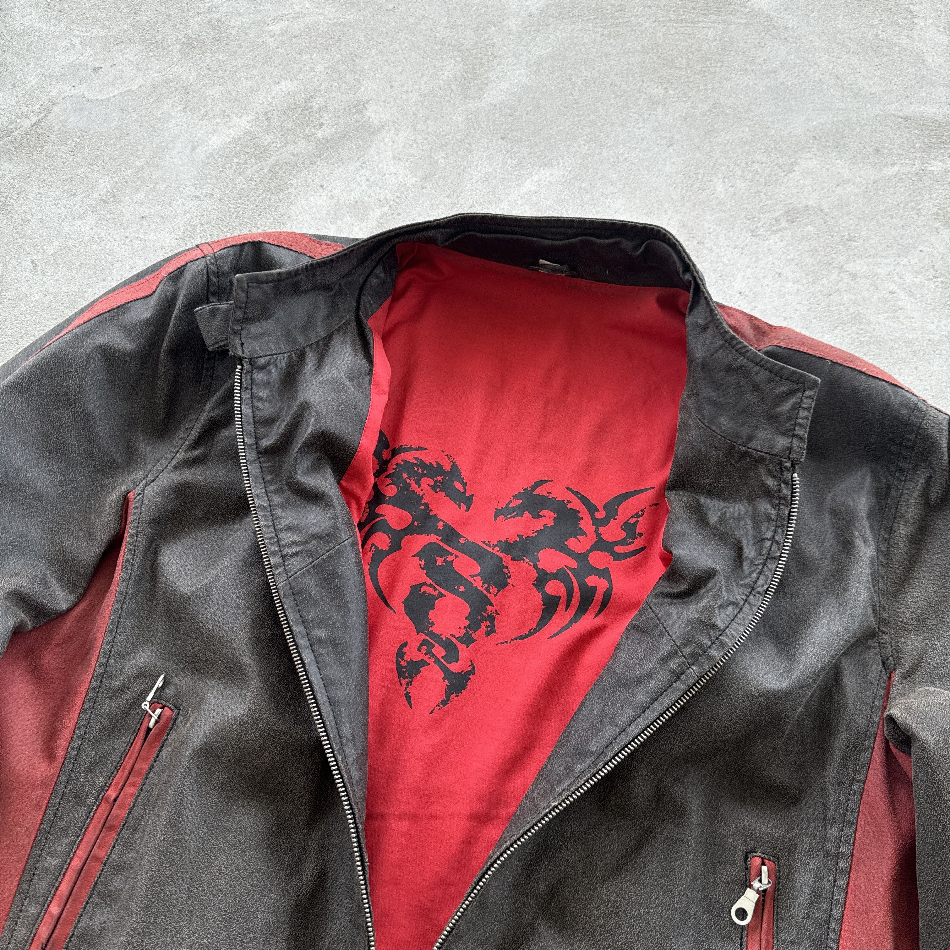 Vintage Vintage Cyber Biker Canvas Jacket Gray Red Tribal Size M L Size US M / EU 48-50 / 2 - 5 Thumbnail
