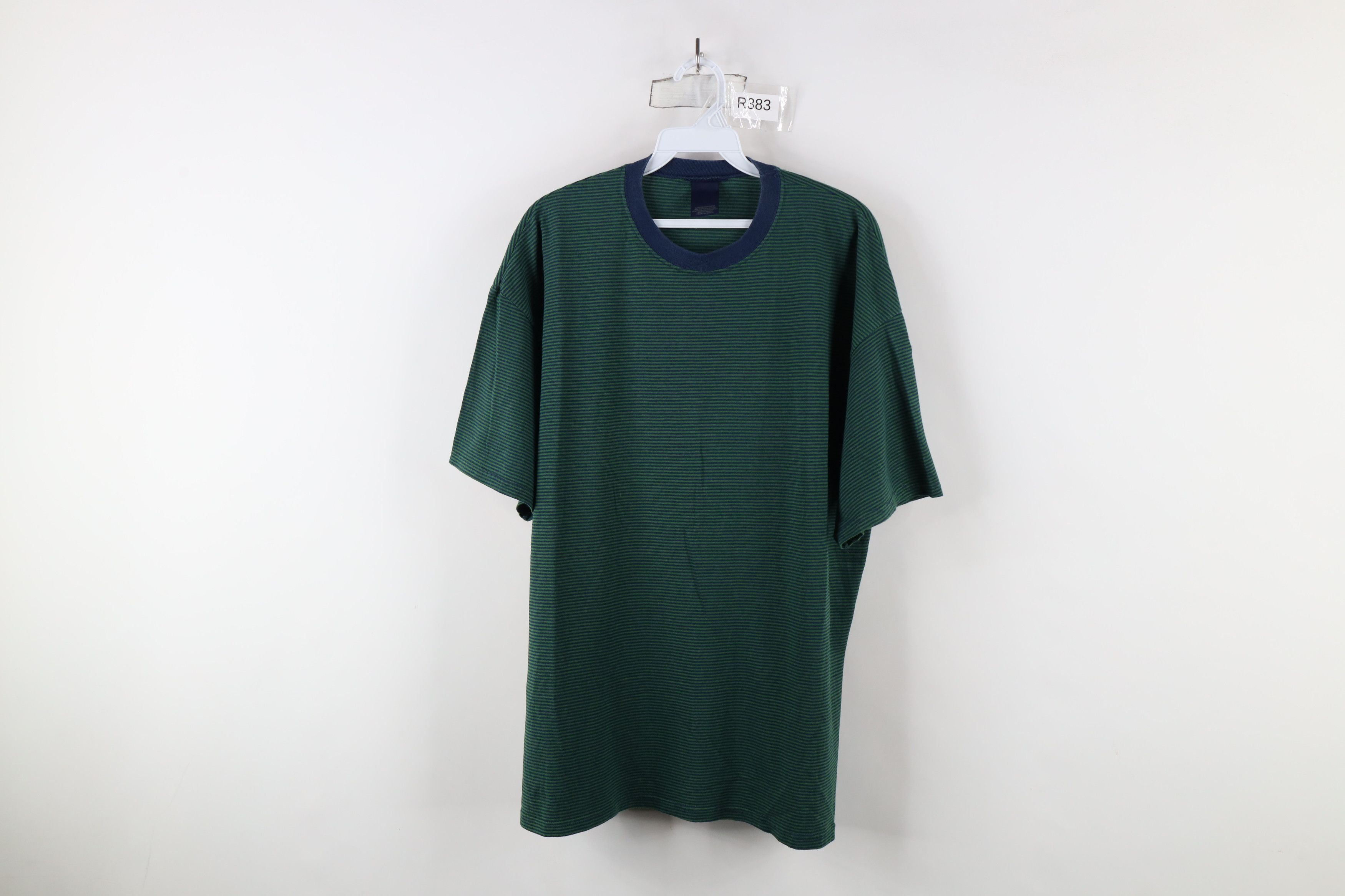 Vintage Vintage 90s Streetwear Striped Short Sleeve T-Shirt Green Size US L / EU 52-54 / 3 - 1 Thumbnail