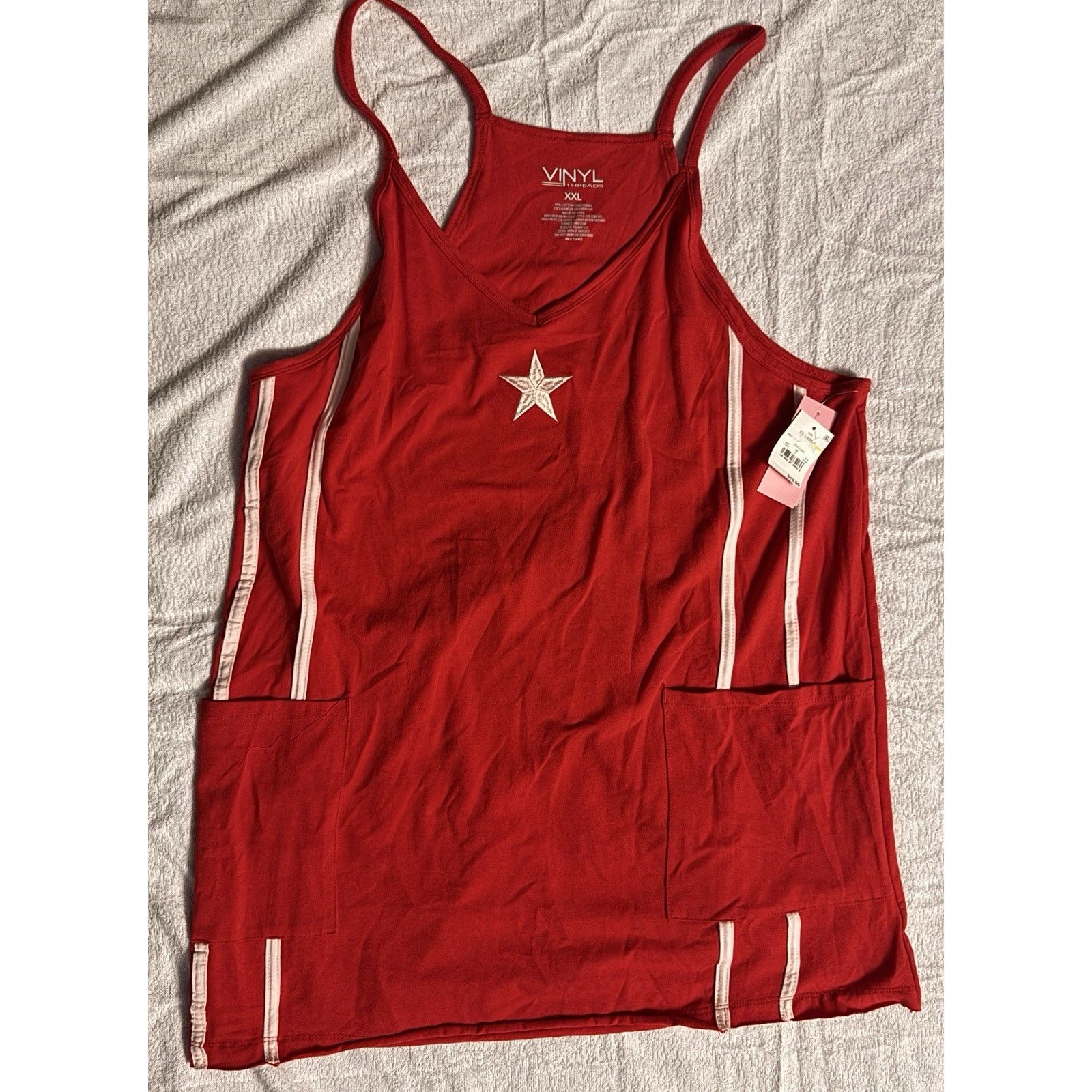 Delicious Vinyl Vinyl Threads Red Star Tank Dress XXL – Trendy Casual $25 Size XXL / US 16-18 / IT 52-54 - 2 Thumbnail