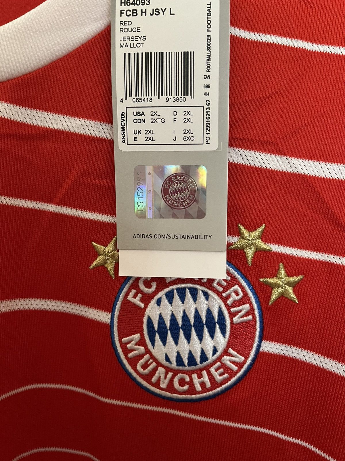 Adidas Bayern Munich 2022-23 Long Sleeve Jersey Size US XXL / EU 58 / 5 - 2 Thumbnail