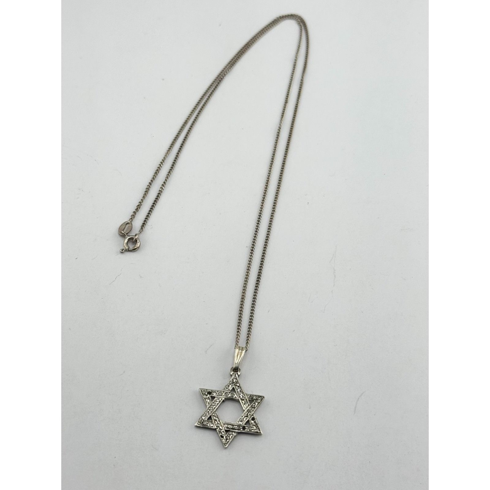 Vintage Vintage Sterling Silver 925 Marcasite Stone Jewish Star Char Size ONE SIZE - 3 Thumbnail