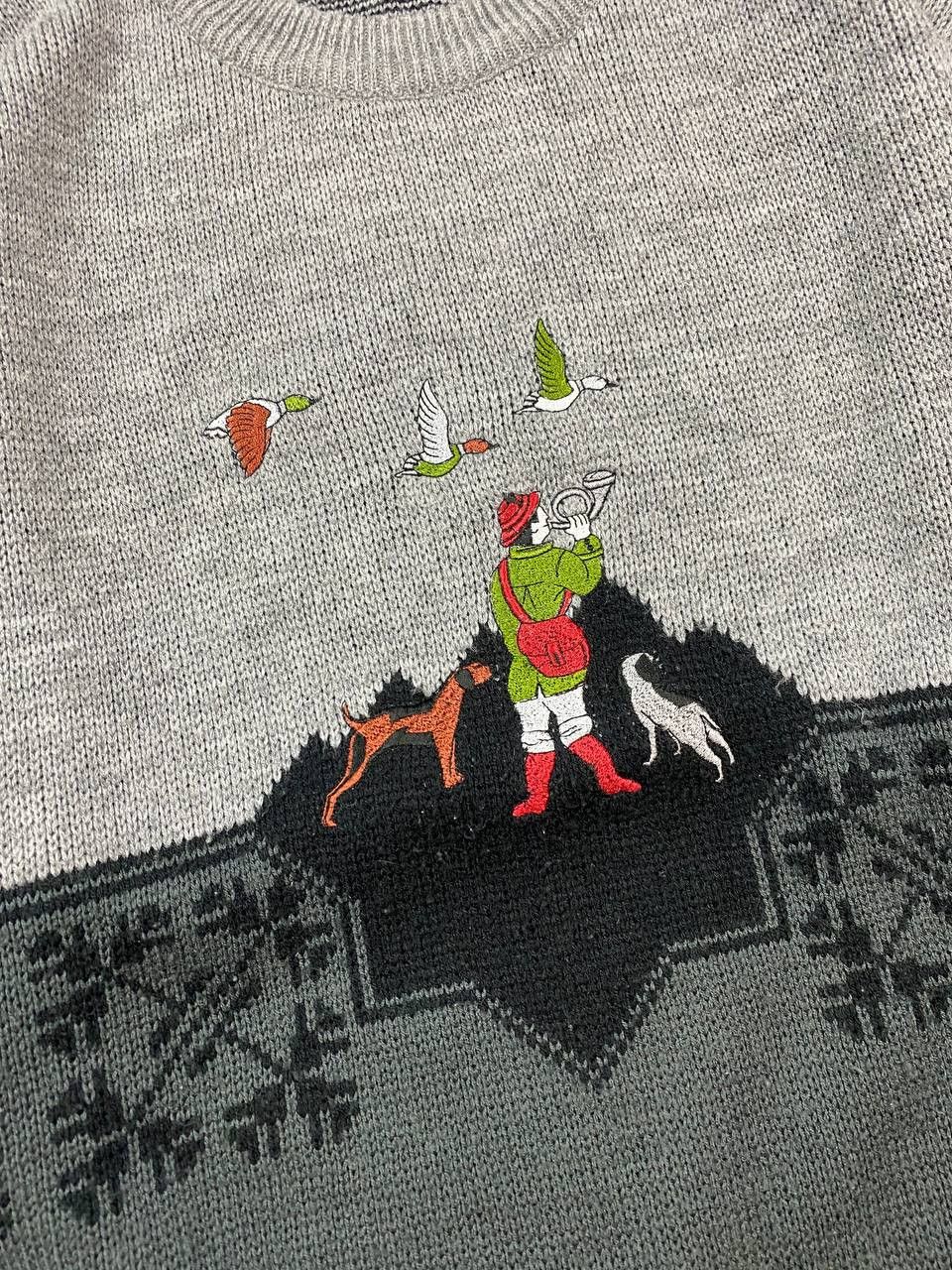 Vintage Vintage Beautiful Embroidered Sweater Hunter from 90s Size US M / EU 48-50 / 2 - 6 Thumbnail