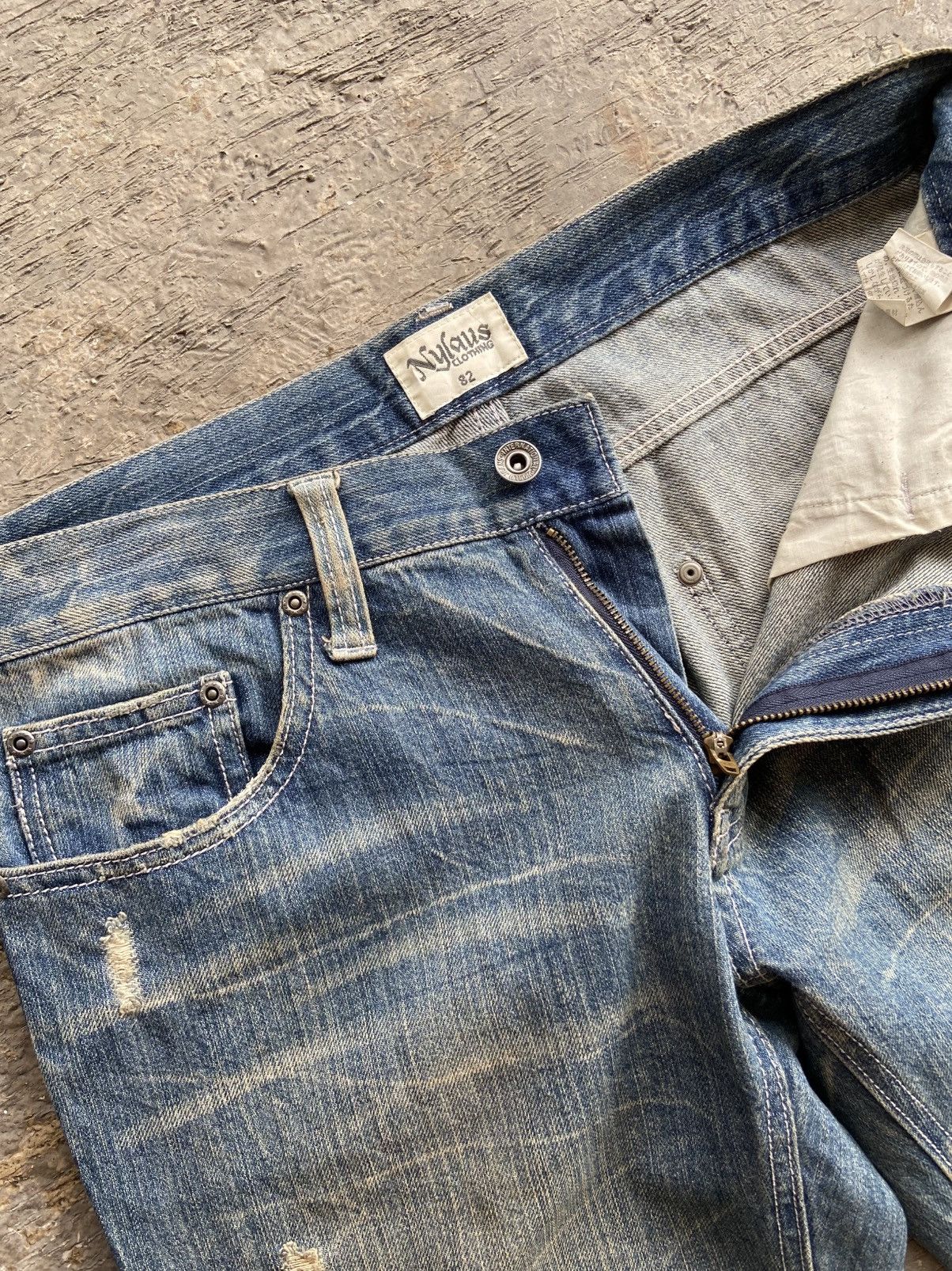 Hysteric Glamour 2000s Nylaus - Destressed Denim Flared Pants Size US 31 - 4 Thumbnail