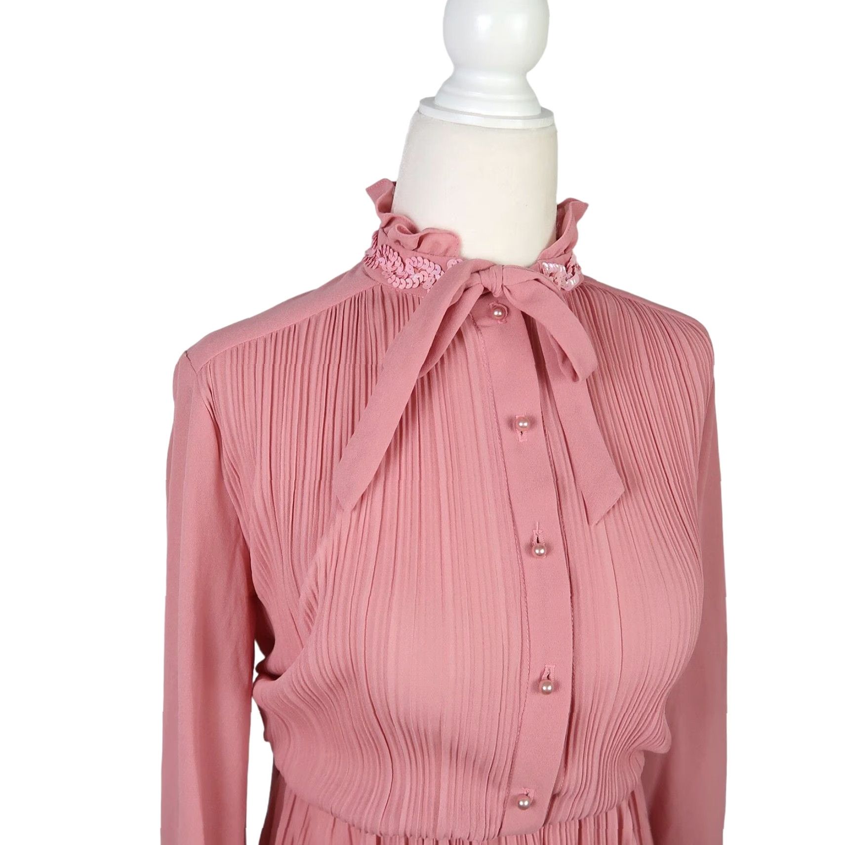 Pinko VINTAGE New Discoveries pink plisse knee length party dress S Shirt? Size S / US 4 / IT 40 - 2 Thumbnail