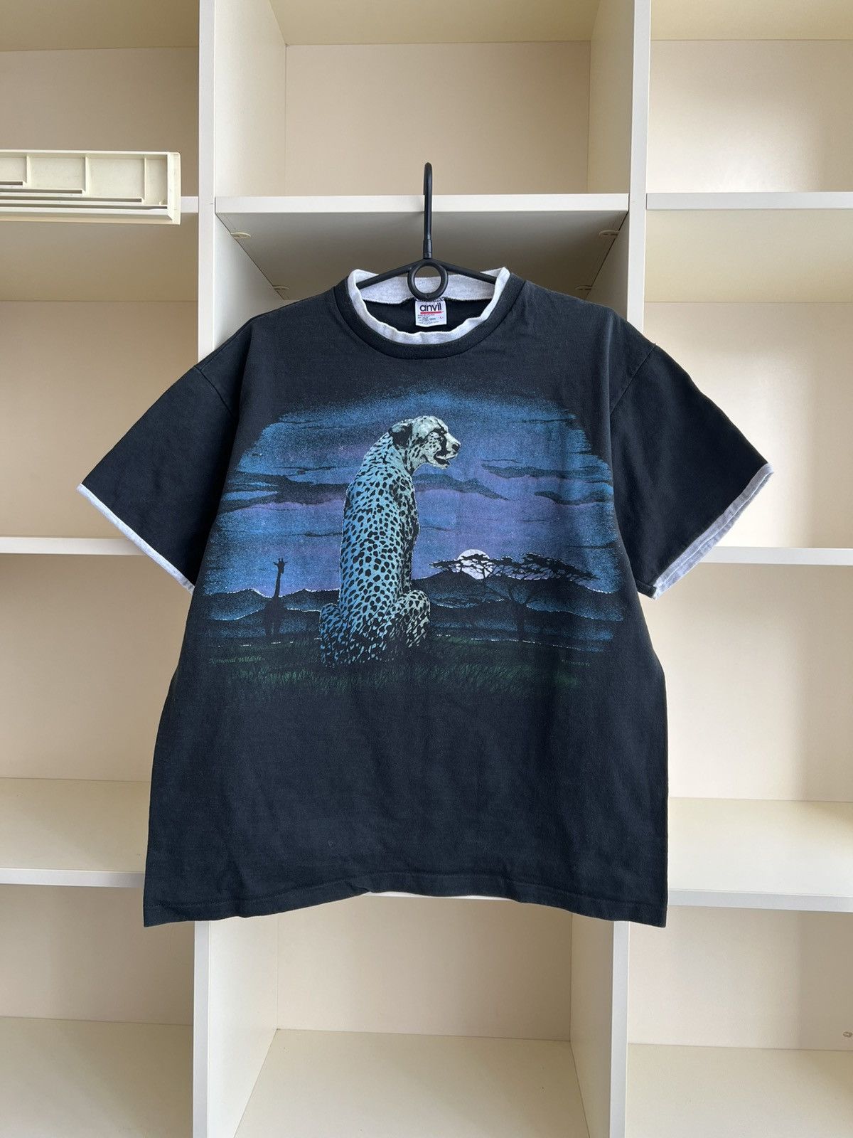 Anvil Vintage 90s Anvil Cheetah T-Shirt Made in USA Safari Nature Size US L / EU 52-54 / 3 - 1 Thumbnail
