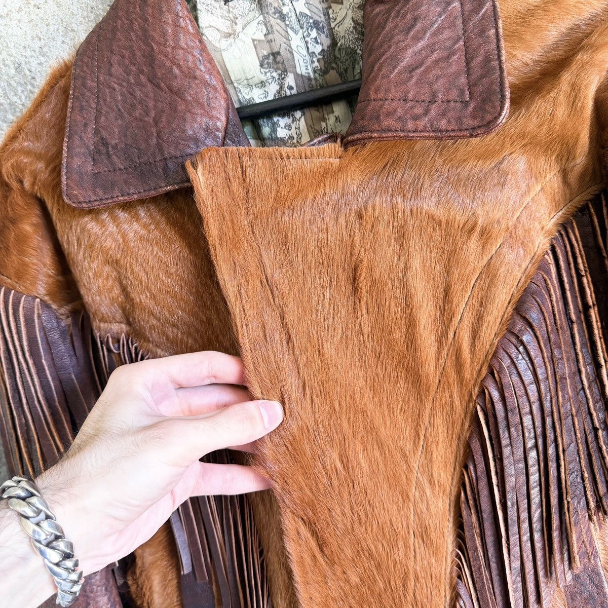Vintage 1/1 VINTAGE Leather Pony Hair Western Fringe Rider Jacket Size US M / EU 48-50 / 2 - 7 Thumbnail