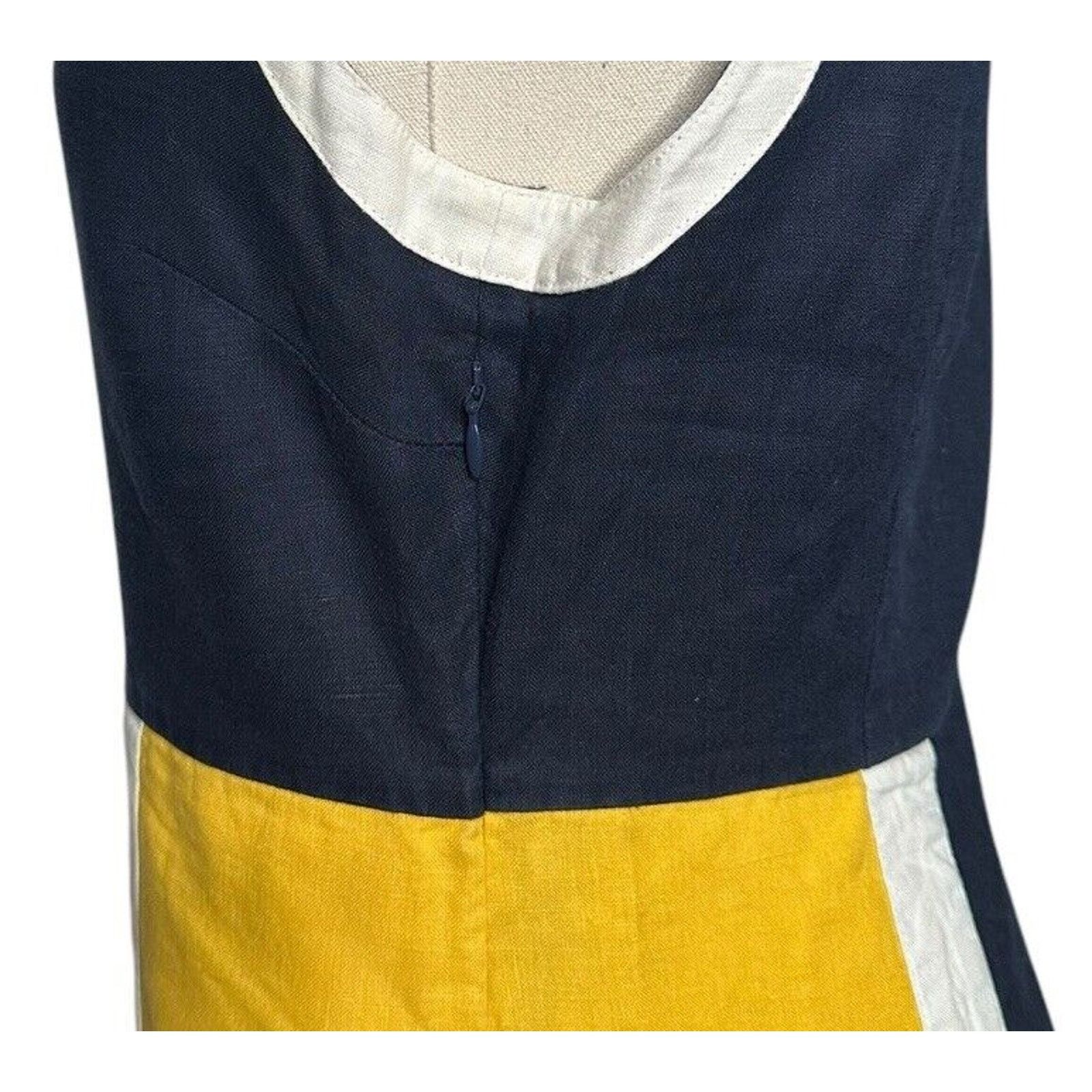 Boden Boden Blue Yellow Sleeveless Linen Summer Dress Pockets 2R Size XS / US 0-2 / IT 36-38 - 7 Thumbnail