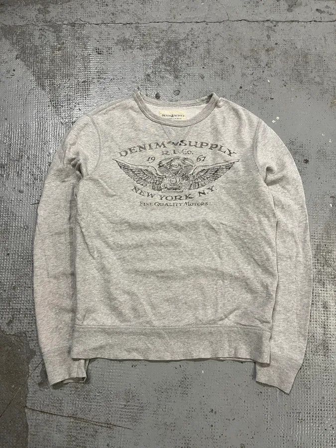 Polo Ralph Lauren 2010s Ralph Lauren Denim & Supply Motors Grey Sweater Size XS / US 0-2 / IT 36-38 - 1 Thumbnail