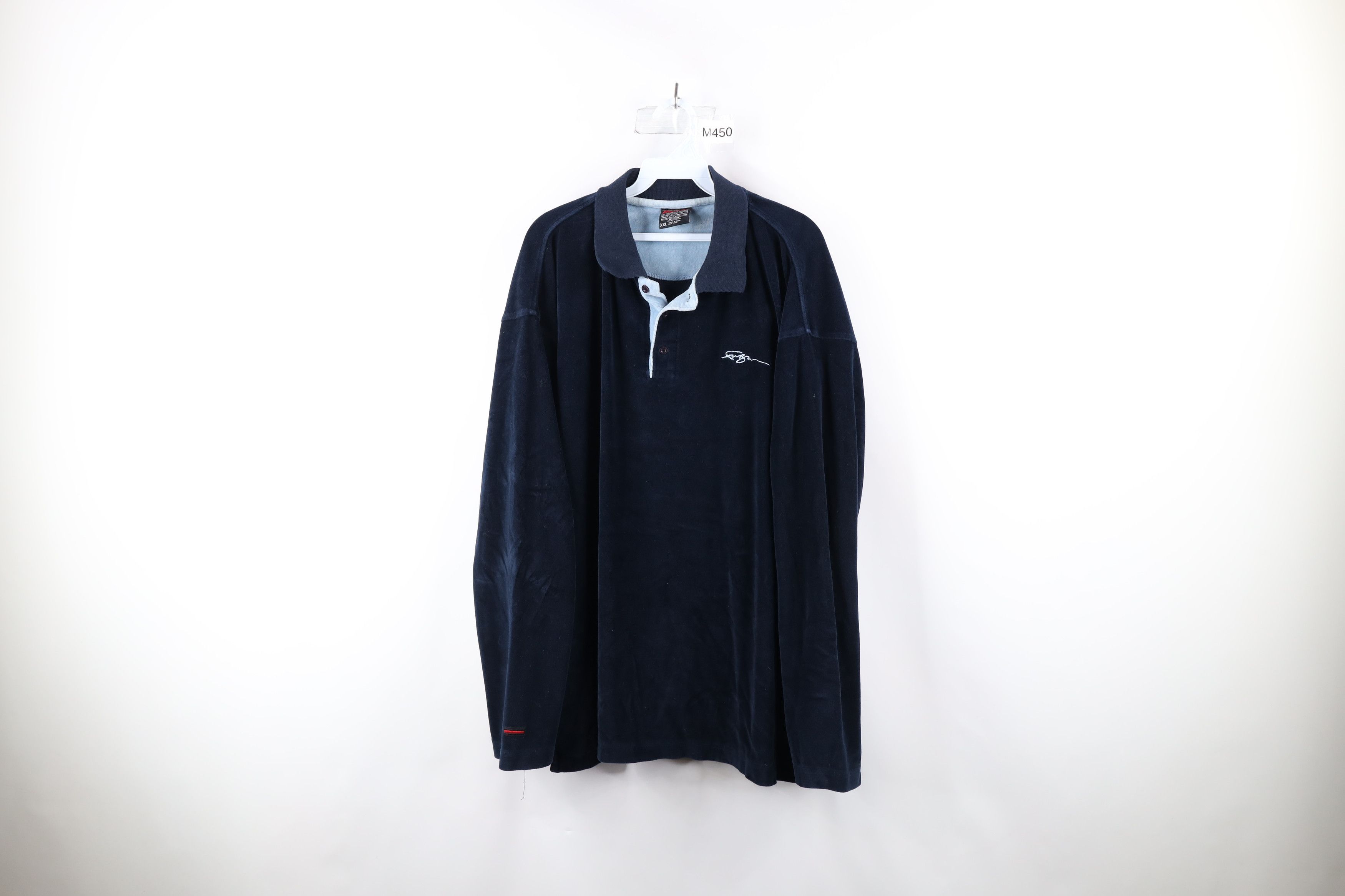Fubu × Vintage Vintage 90s FUBU Out Script Velour Long Sleeve Polo Shirt Size US XXL / EU 58 / 5 - 1 Thumbnail
