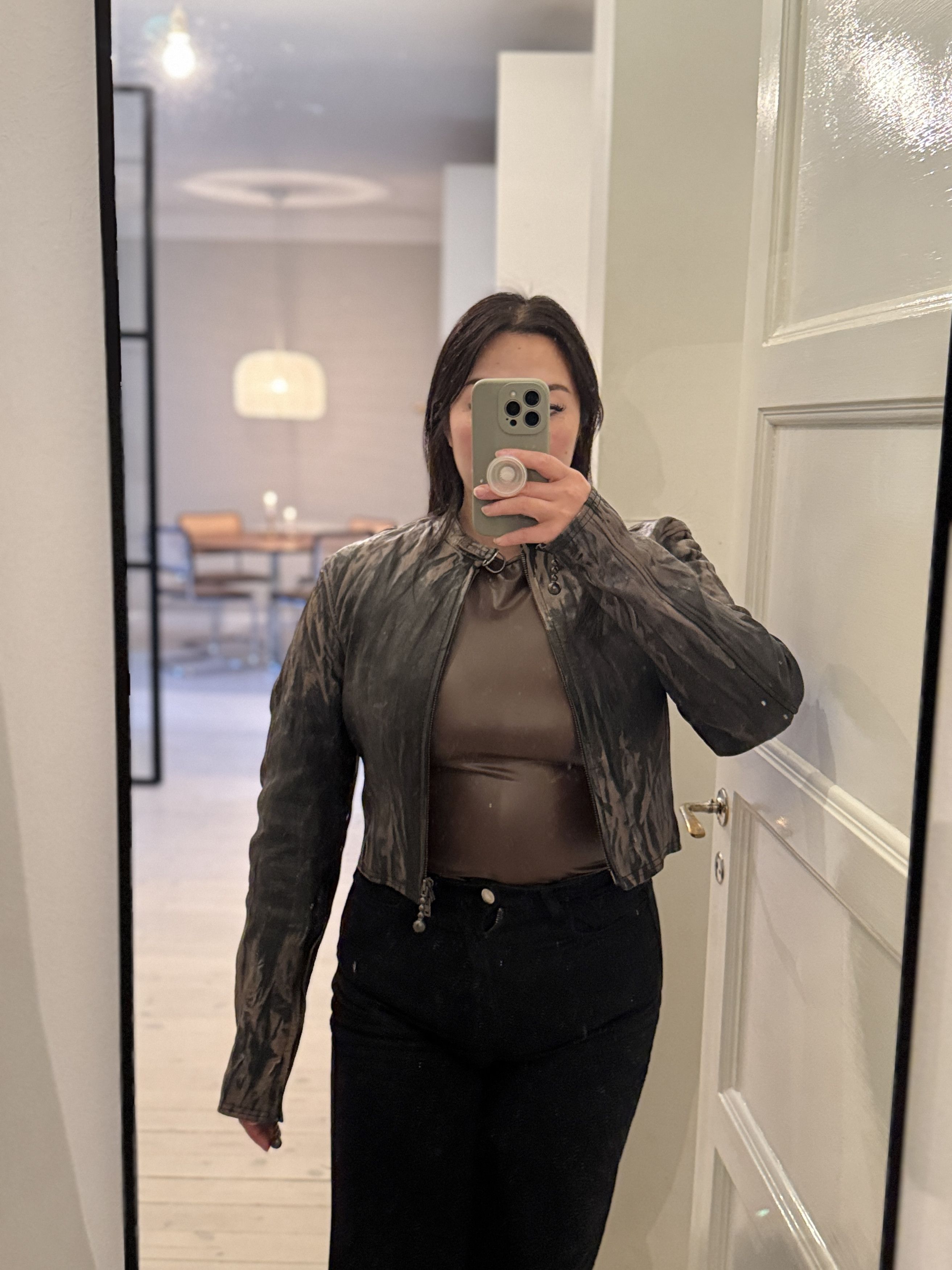 Acne Studios Creased Wrinkle Dye Lambskin Leather Cafe Jacket Size XS / US 0-2 / IT 36-38 - 18 Thumbnail