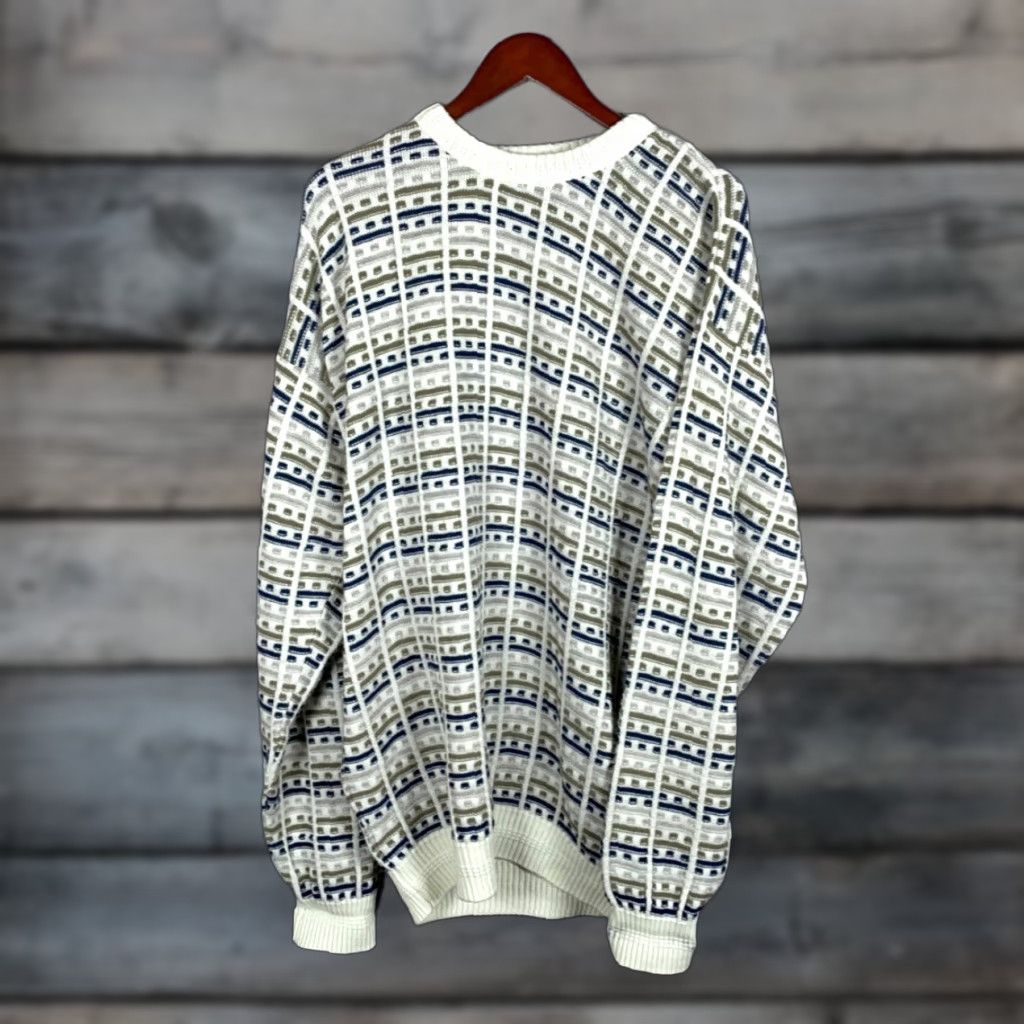 Vintage VINTAGE Pacific Wind Men's Sweater Adult Large Crewneck Knit Textured Geometric Oversized 90s Fall Winter Size US L / EU 52-54 / 3 - 1 Thumbnail