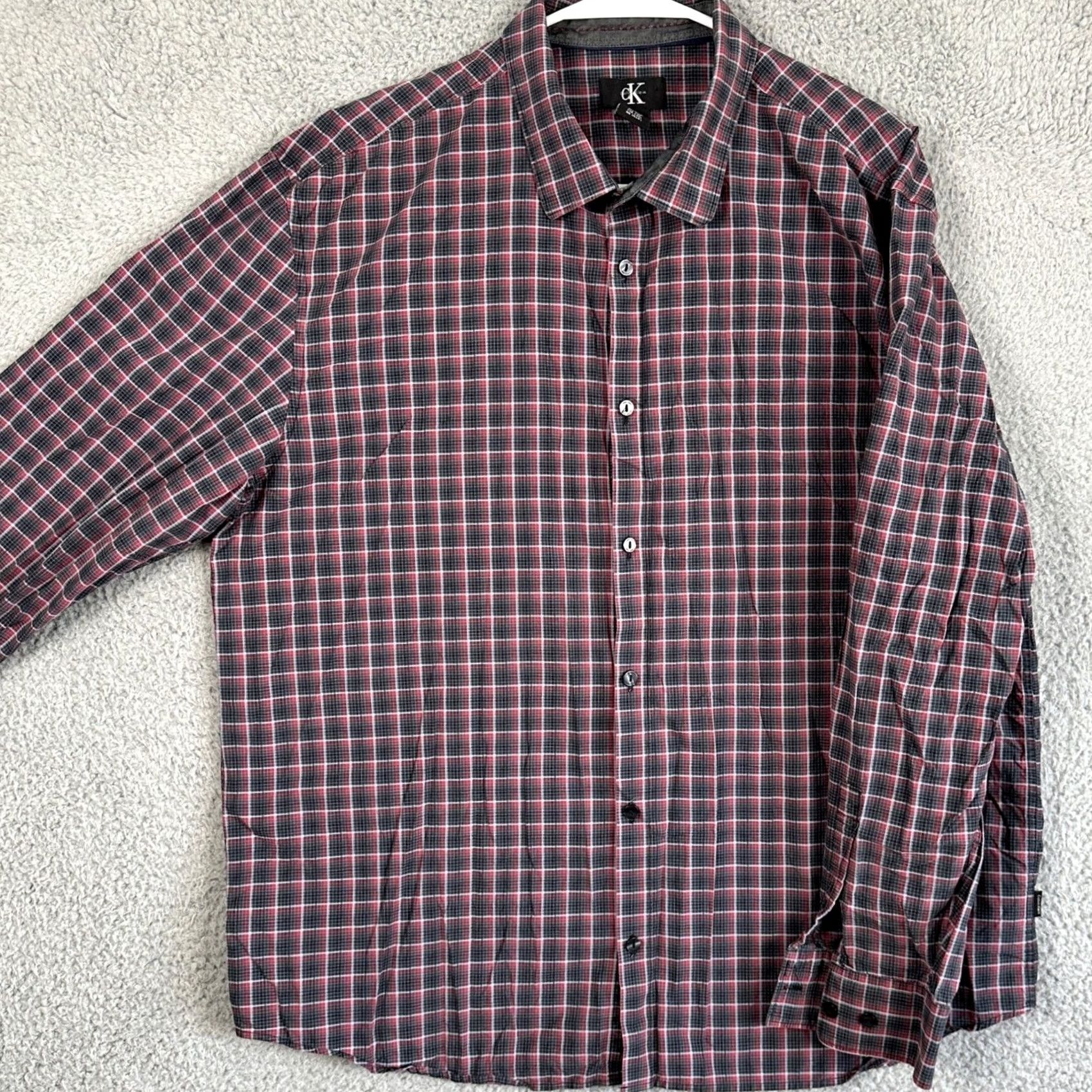 Calvin Klein VINTAGE Calvin Klein Shirt Button Up Mens XL Black Red Plaid Long Sleeve Casual Cotton Size US XL / EU 56 / 4 - 2 Thumbnail