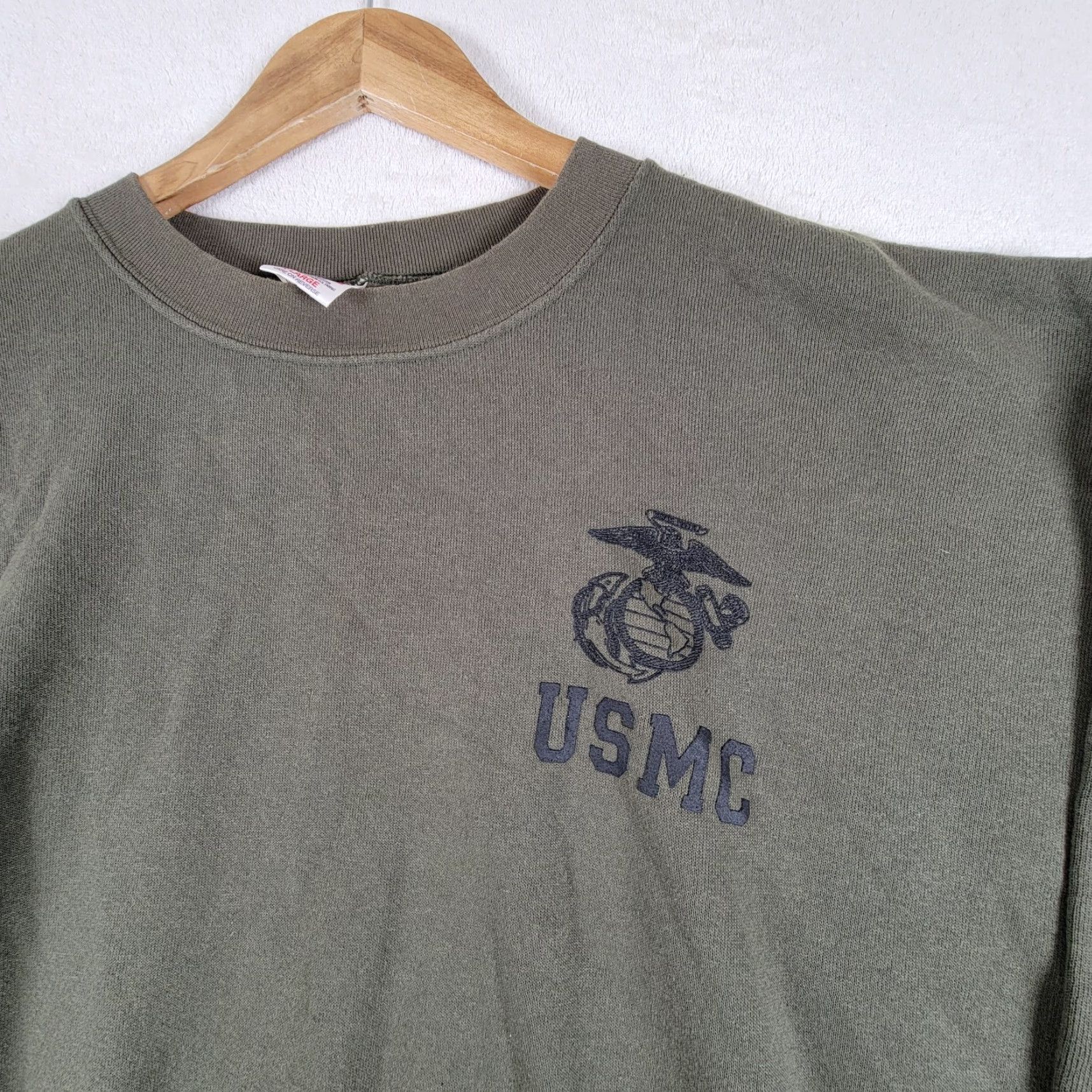 Vintage VINTAGE USMC Sweatshirt Crewneck XL Green United States Made In USA Mens Pullover Casual 90s Military Size US XL / EU 56 / 4 - 2 Thumbnail
