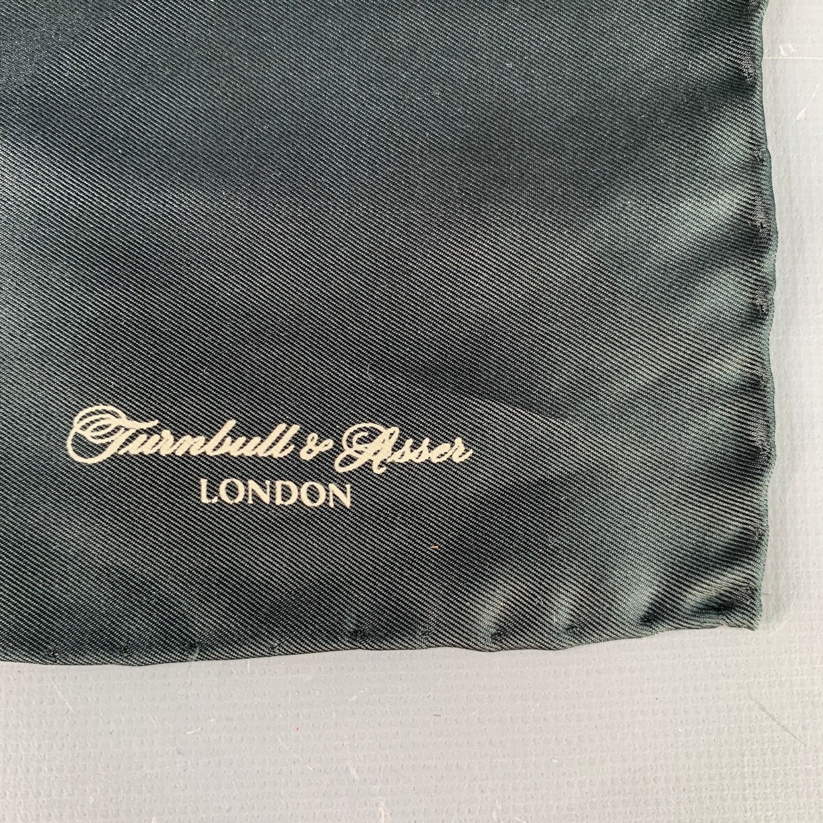 Turnbull & Asser TURNBULL & ASSER Black Cream Signature Silk Pocket Square Size ONE SIZE - 2 Thumbnail