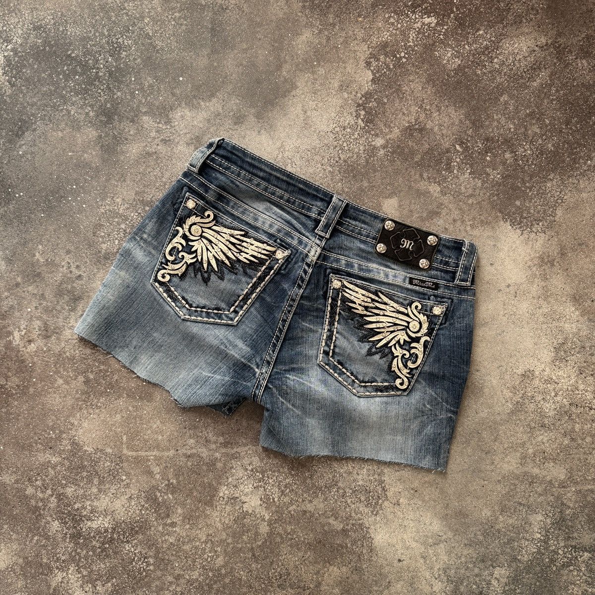 Miss Me Miss Me Y2K Gothic Vintage Distressed Denim Mini Shorts Size 29" - 8 Thumbnail