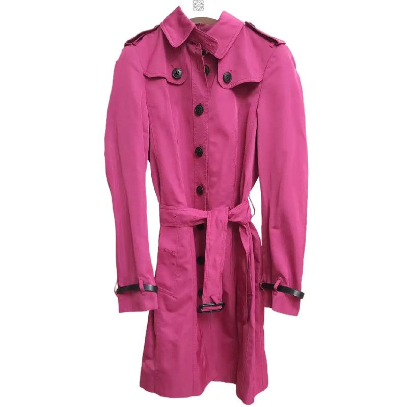 Burberry Burberry Pink Silk Mid-Length Trench Coat Size S / US 4 / IT 40 - 1 Thumbnail