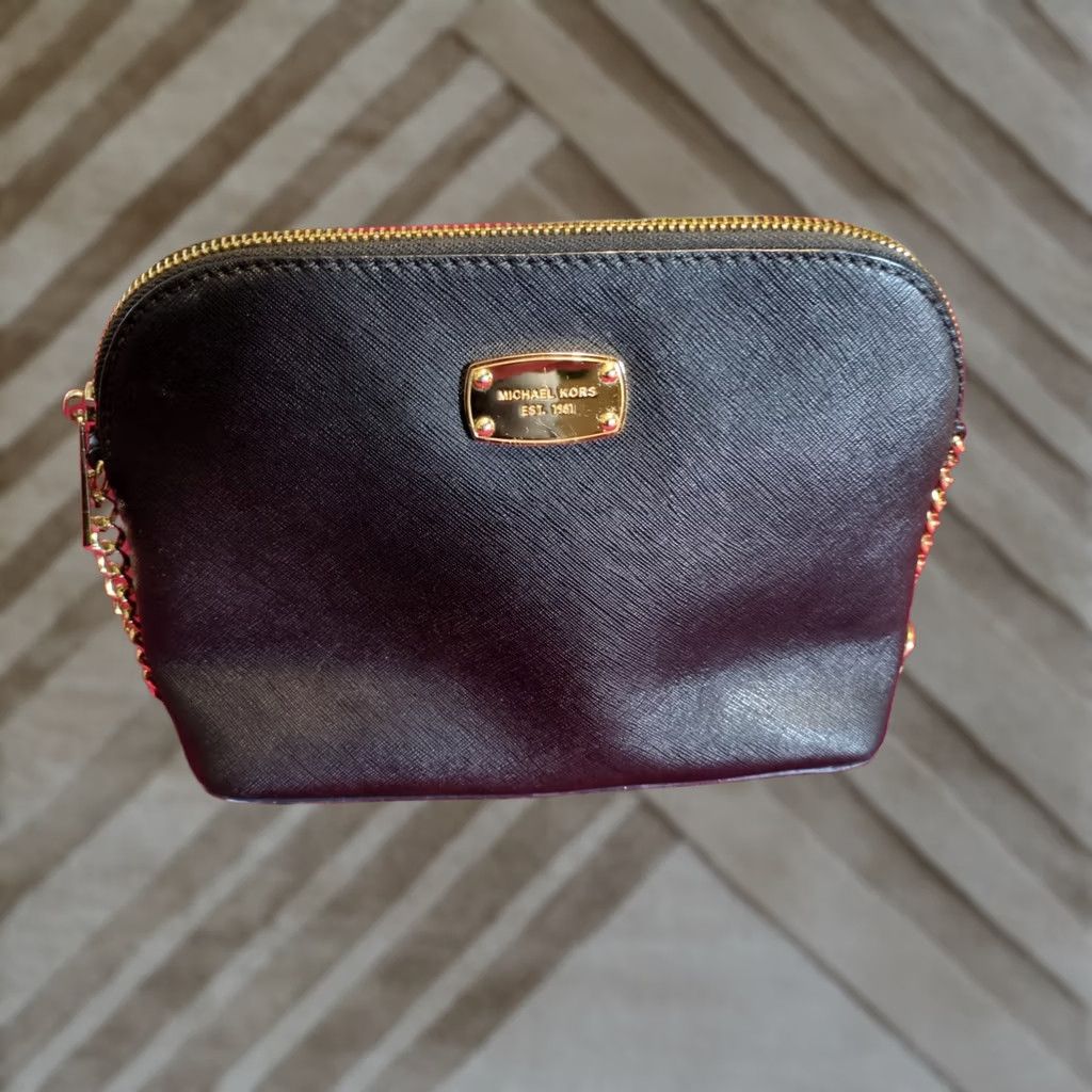 Michael Kors Michael Kors Cindy MK Dome Crossbody Bag Black Saffiano Leather Gold Women's Size ONE SIZE - 1 Thumbnail