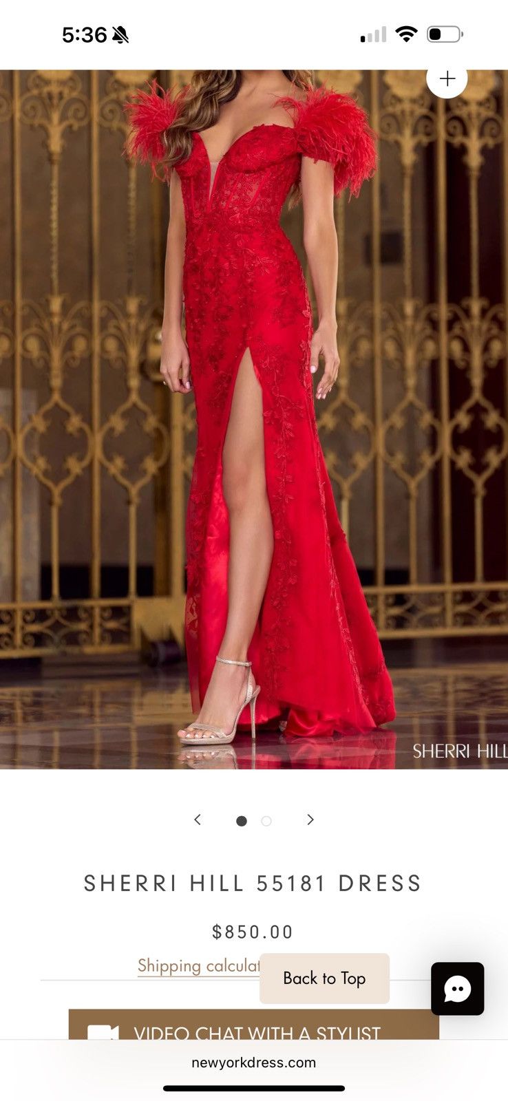 Other Sherri Hill 55181 Leaf Lace fitted gown with V neckline Size XS / US 0-2 / IT 36-38 - 2 Thumbnail