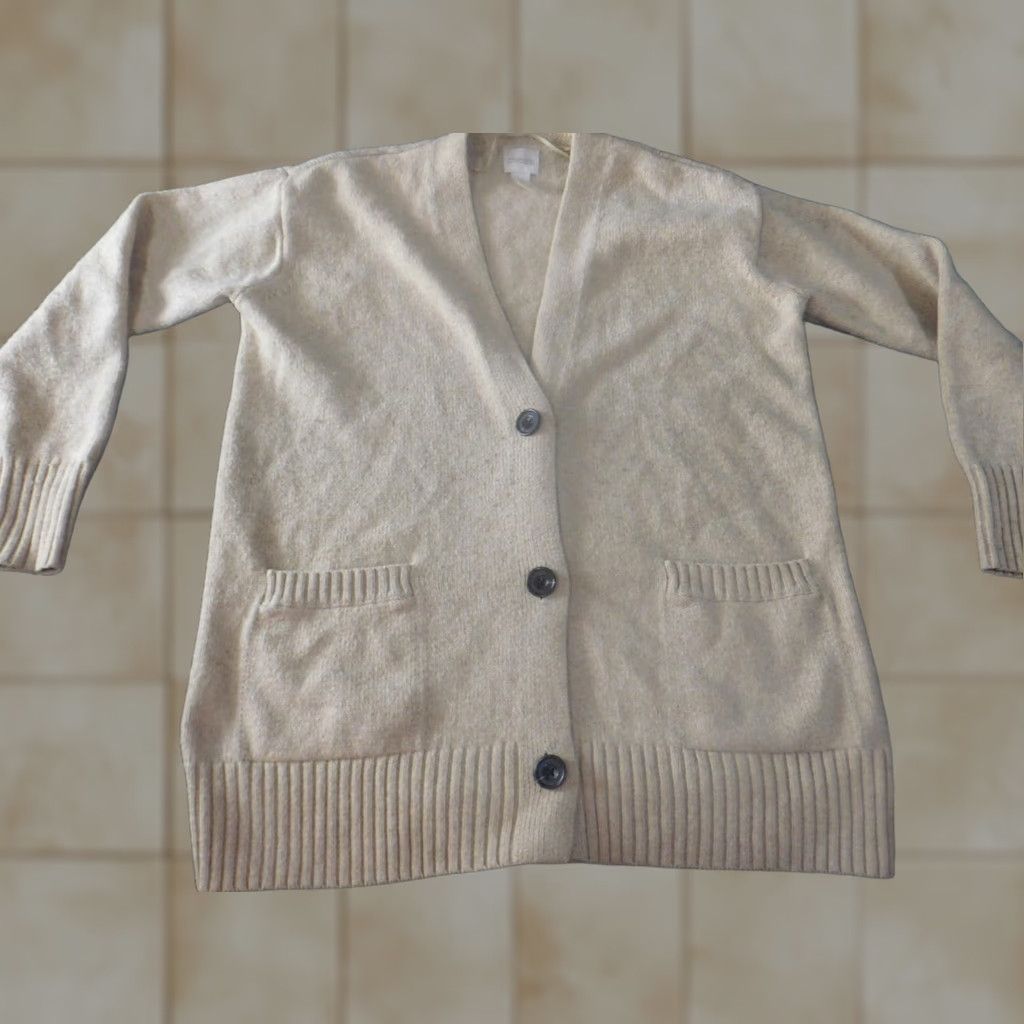 Vintage Chicos Sweater Cardigan Beige Wool Button Mock Neck Long Sleeve Regular Size 0 Womens Designer Vintage? No (adjusted) Size XS / US 0-2 / IT 36-38 - 1 Thumbnail