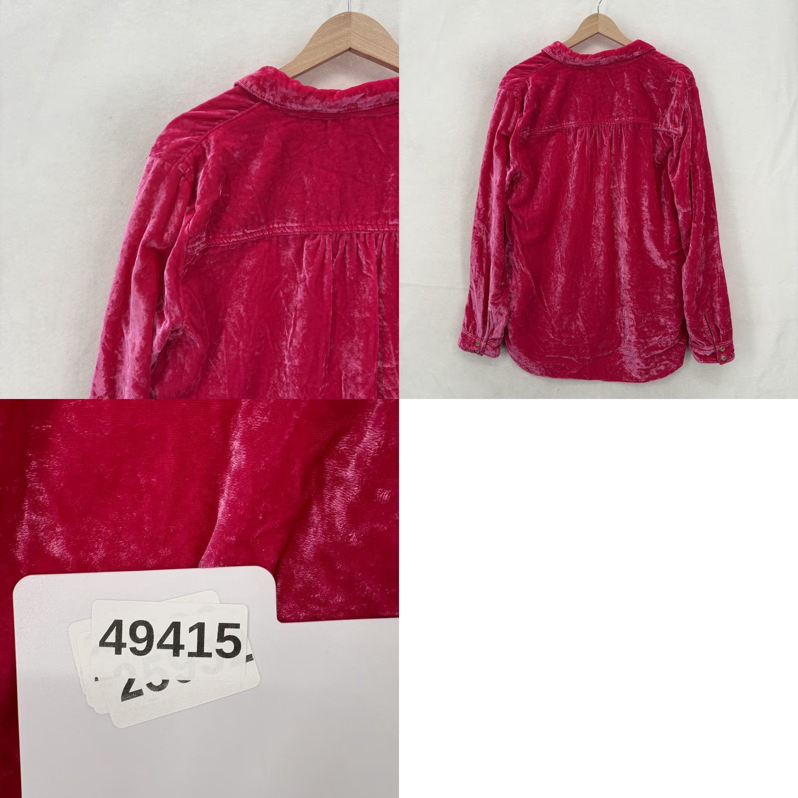 Vintage Pilcro The Hadley Velvet Button-Down Shirt Womens 14 Pink Relaxed Shirt Size XL / US 12-14 / IT 48-50 - 9 Thumbnail