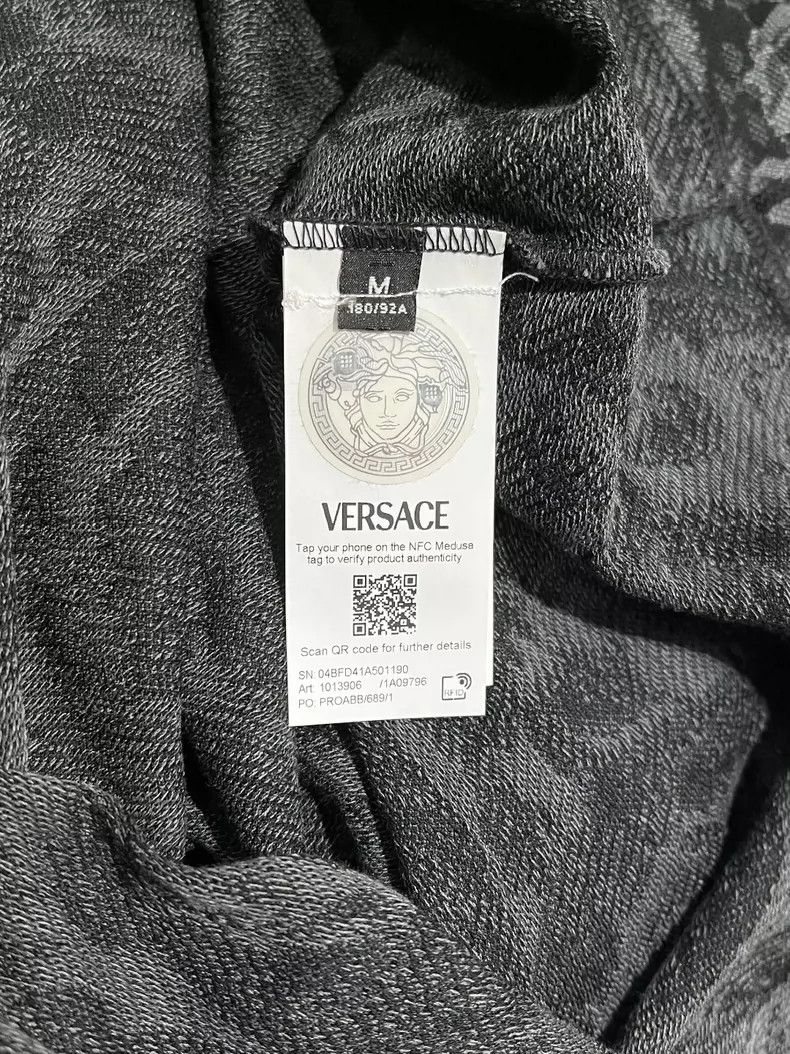 Versace Versace Black and gray patterned cotton short-sleeved polo Size US L / EU 52-54 / 3 - 7 Thumbnail