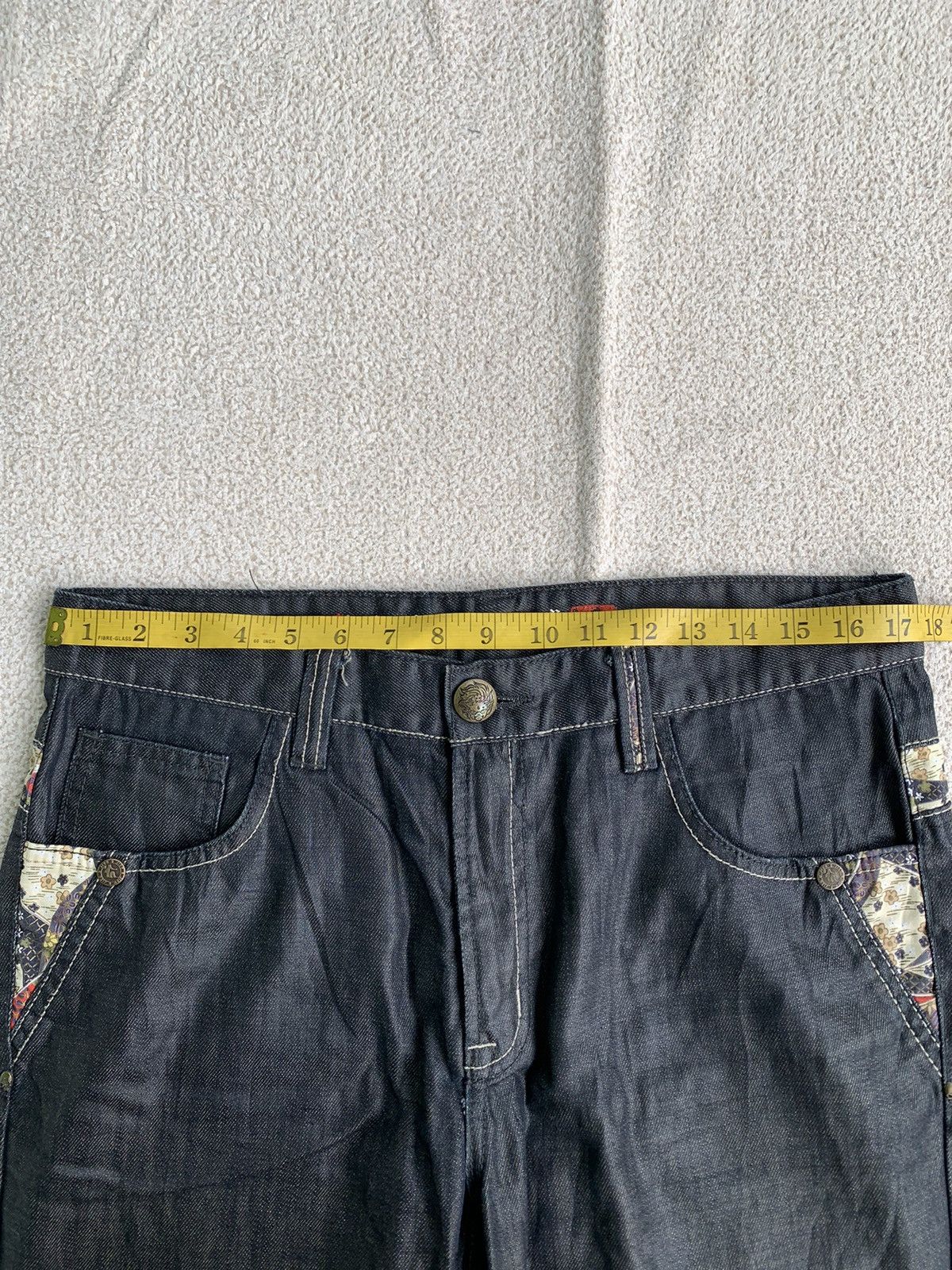 Japanese Brand × Vintage Vtg 00s japanese Zizo Bosatsu embroidered Art Denim Pants Size US 34 / EU 50 - 13 Thumbnail