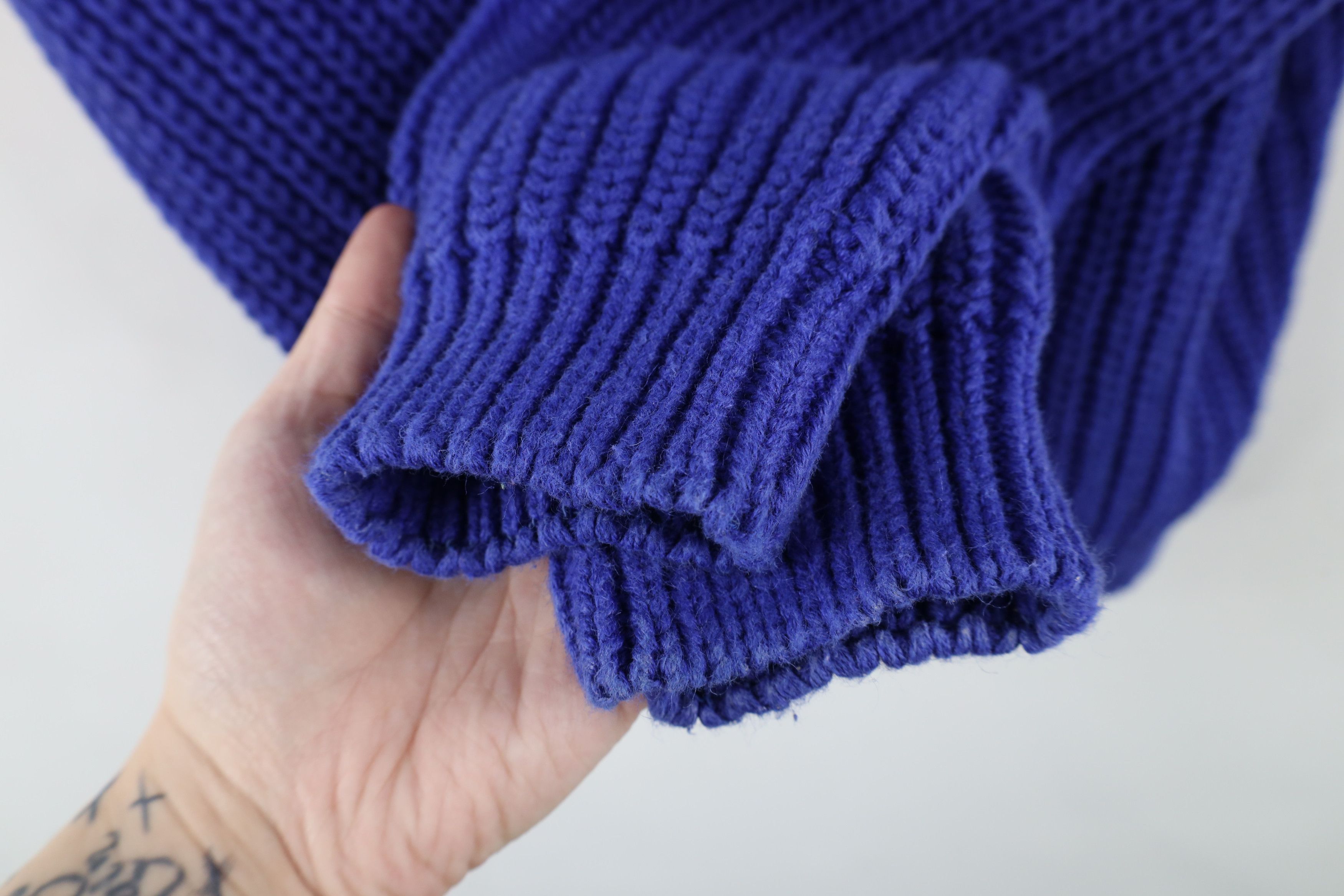 L.L. Bean × Vintage Vintage 90s LL Bean Blank Chunky Ribbed Knit Sweater Blue Size S / US 4 / IT 40 - 9 Thumbnail