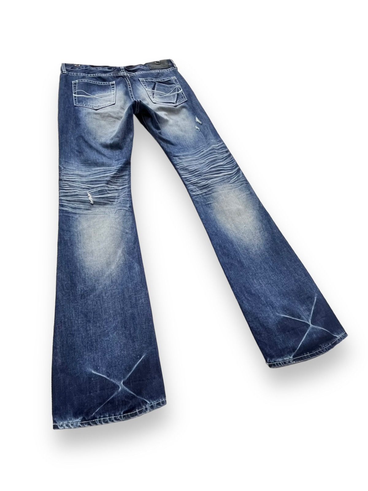 Blue Blue Japan FLARE🔥Vintage CAVARIA PUNK Studded Distressed Blue Denim Size US 32 / EU 48 - 6 Thumbnail