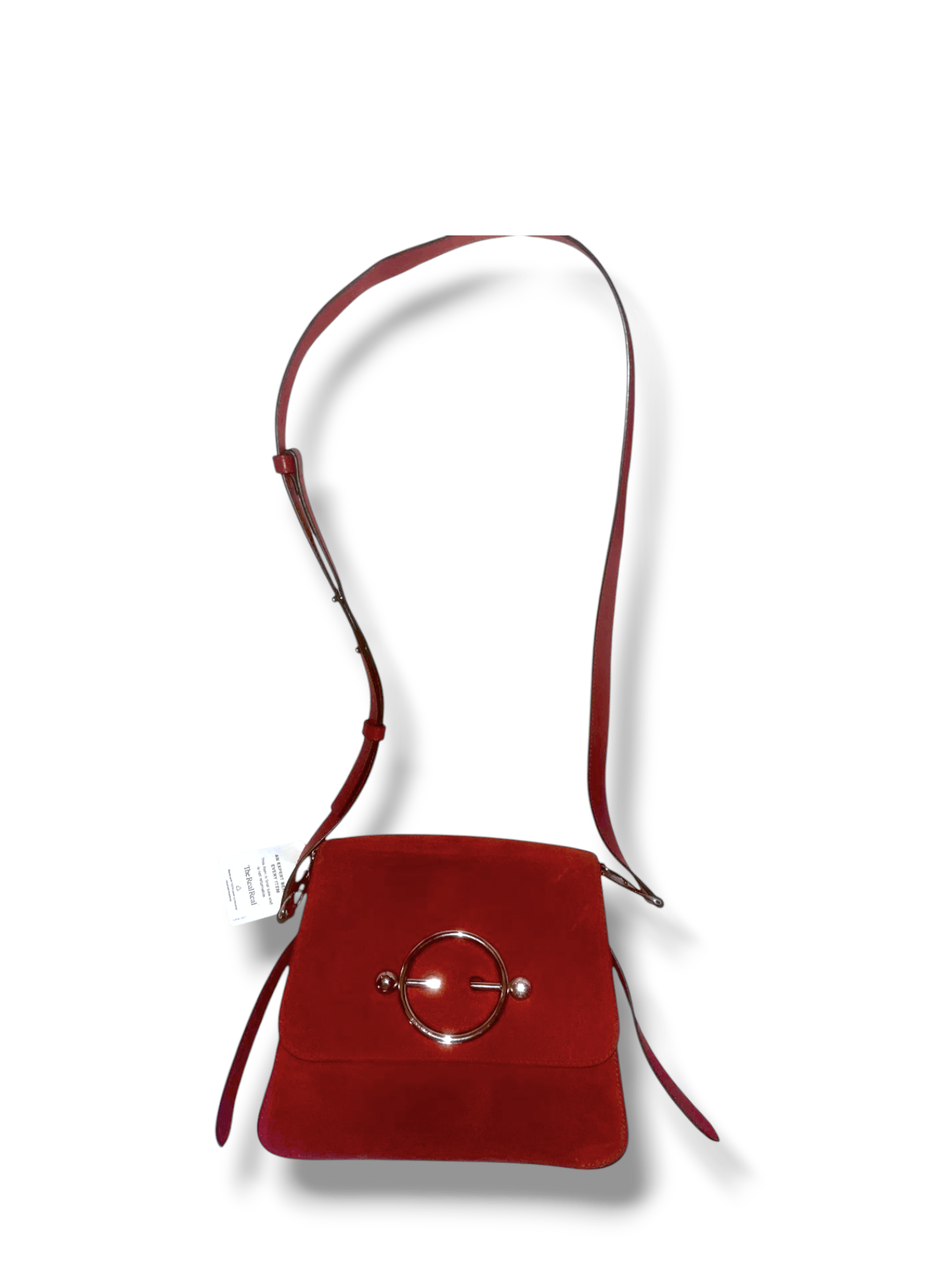 Jw Anderson J.w. Anderson Red Disc Suede/leather Flap Shoulder Bag, Women's