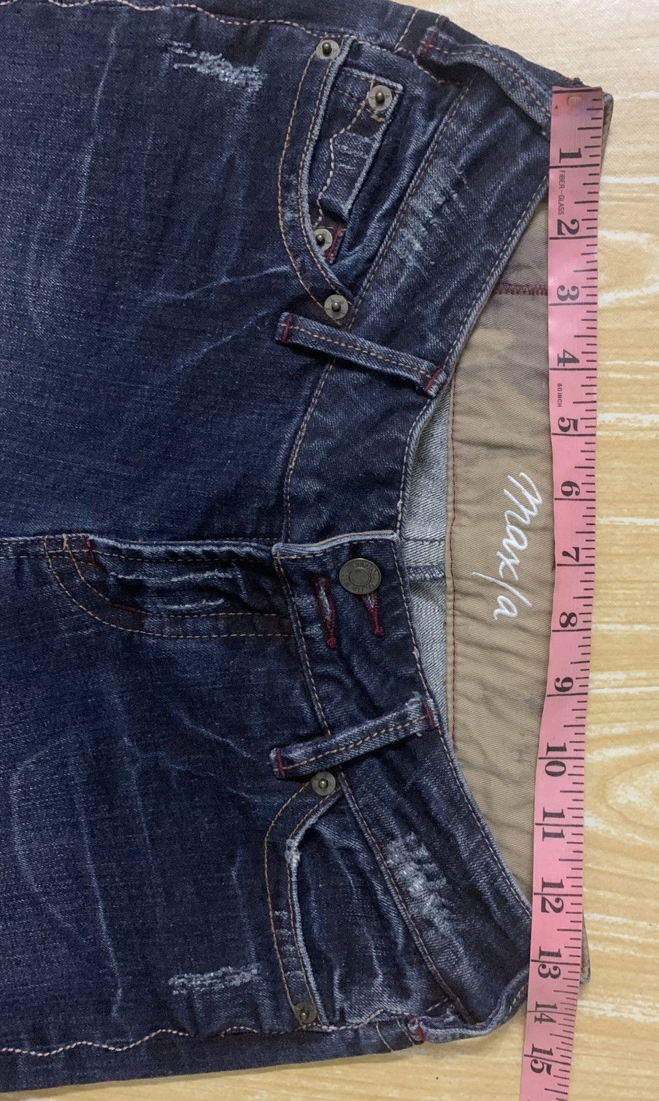Japanese Brand Rare Maxia Low Rise Super Flare Jeans Pants Distressed Style Size US 27 - 24 Thumbnail
