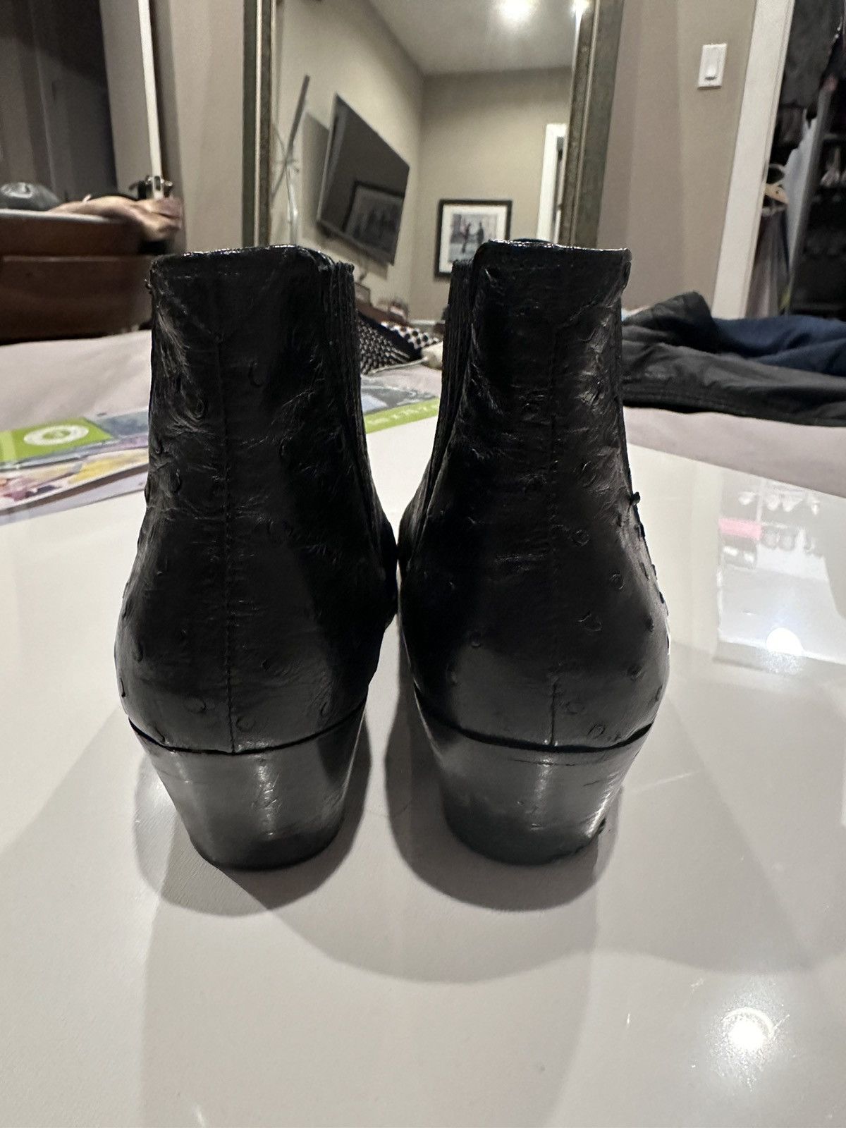 Hedi Slimane × Saint Laurent Paris SLP Black Ostrich Chelsea Boot Size US 10.5 / EU 43-44 - 2 Thumbnail