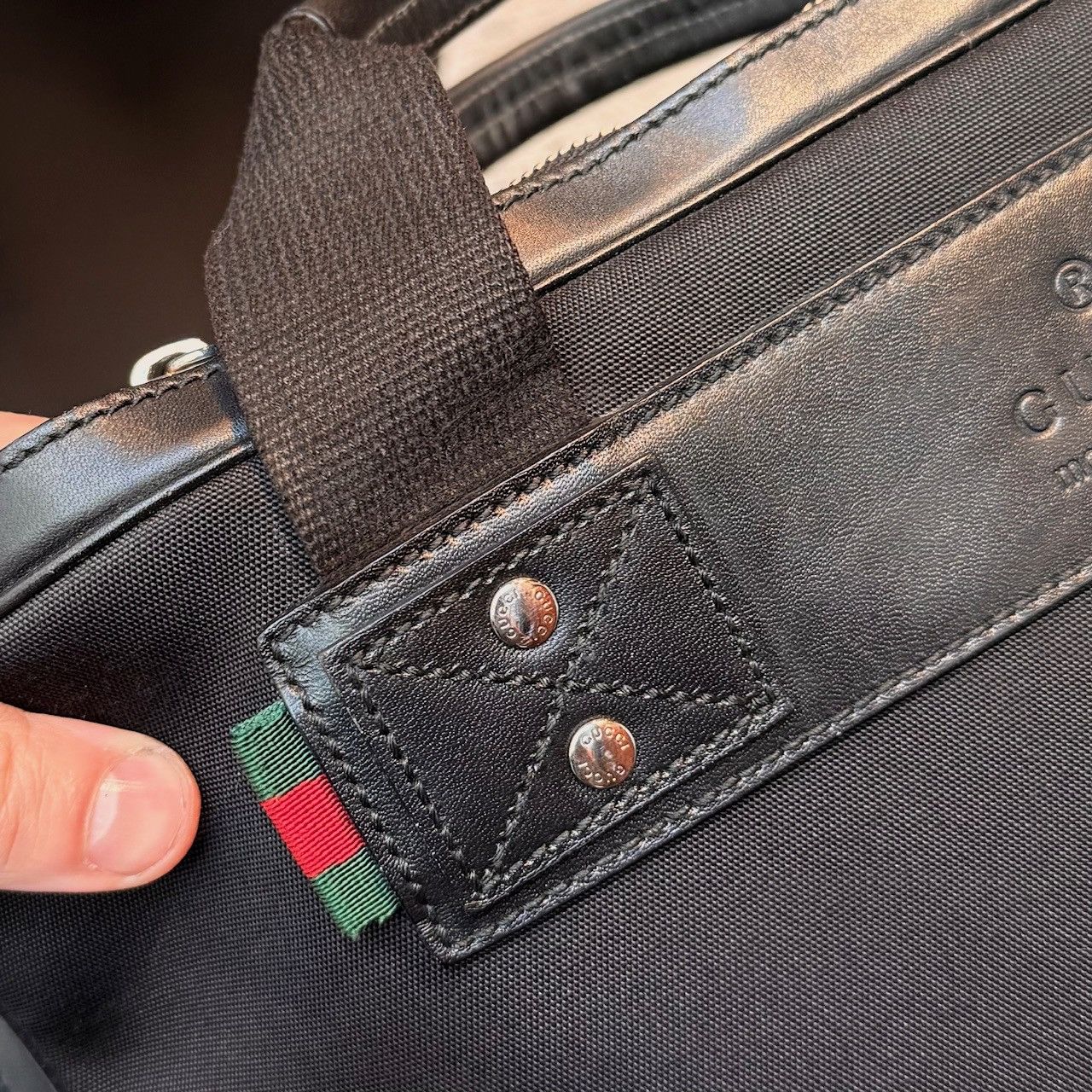 Gucci Gucci Black Canvas Leather Sherry Line Business Bag Size ONE SIZE - 5 Thumbnail