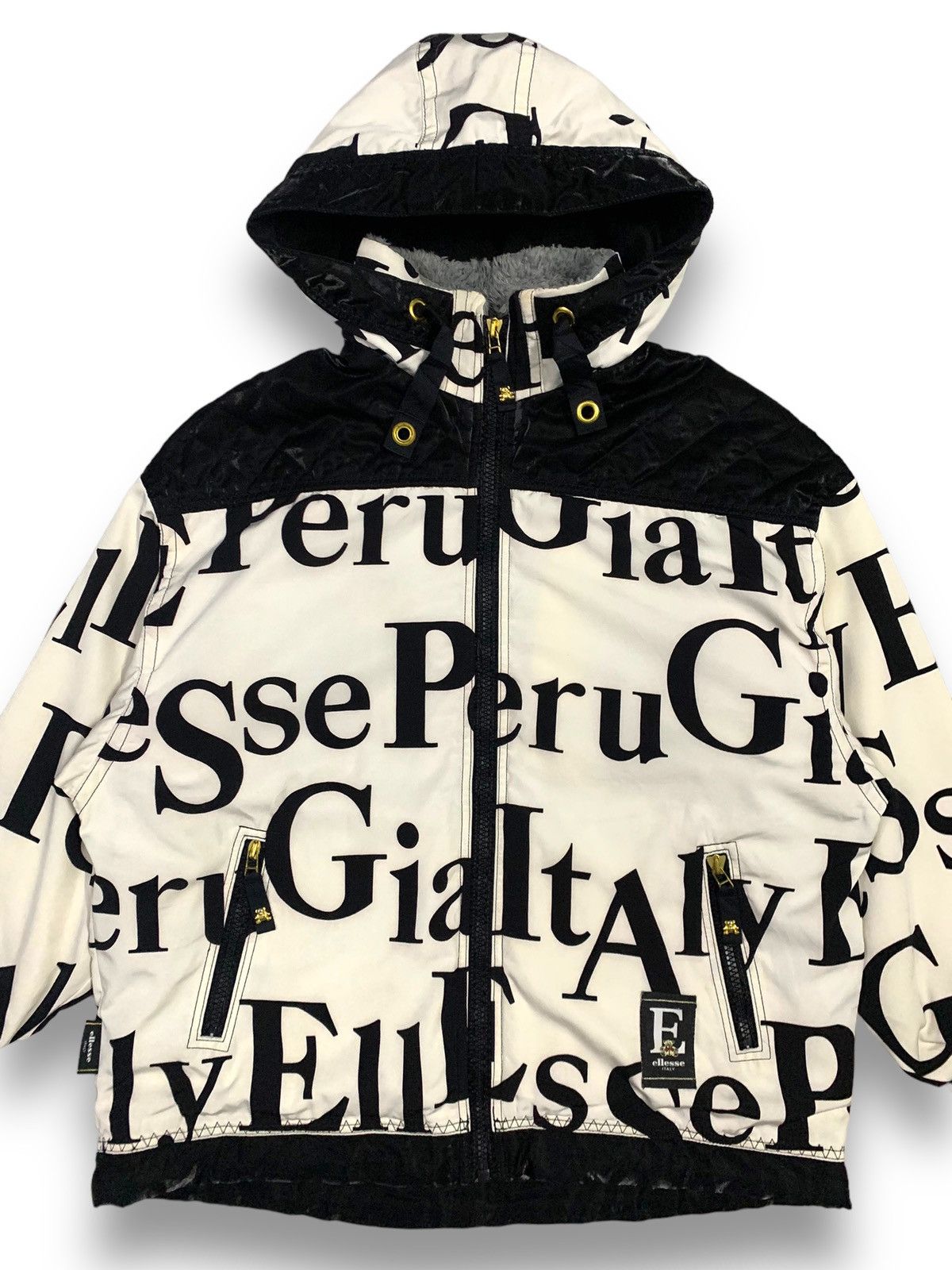 Ellesse × Goldwin Ellesse Italy Oversized Sherpa Lined Overprint Hooded Jacket Size US M / EU 48-50 / 2 - 4 Thumbnail